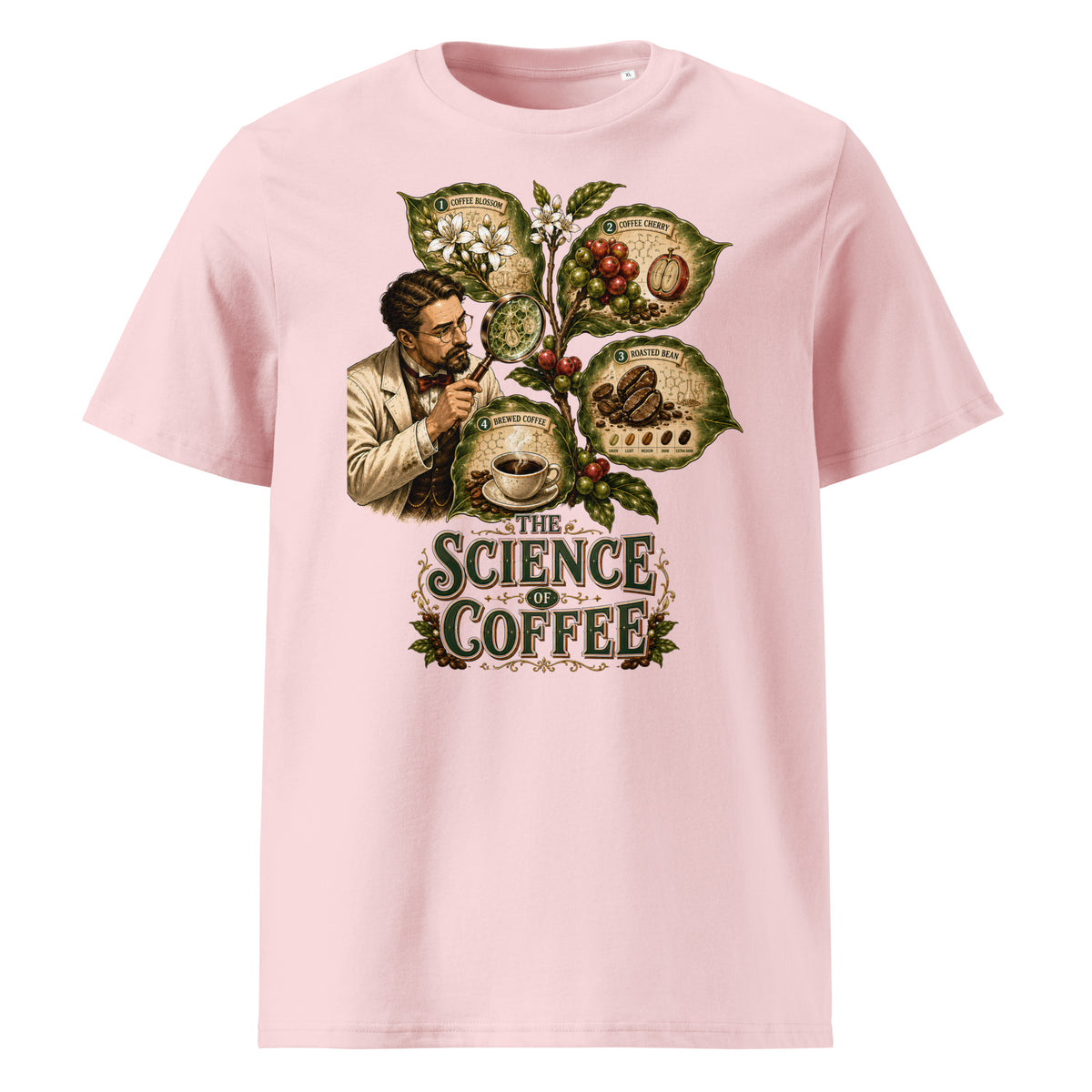 Coffee Lovers Unisex Organic Cotton T-shirt The Science of Coffee – Educational Botanical Graphic Tee by printfluence.net