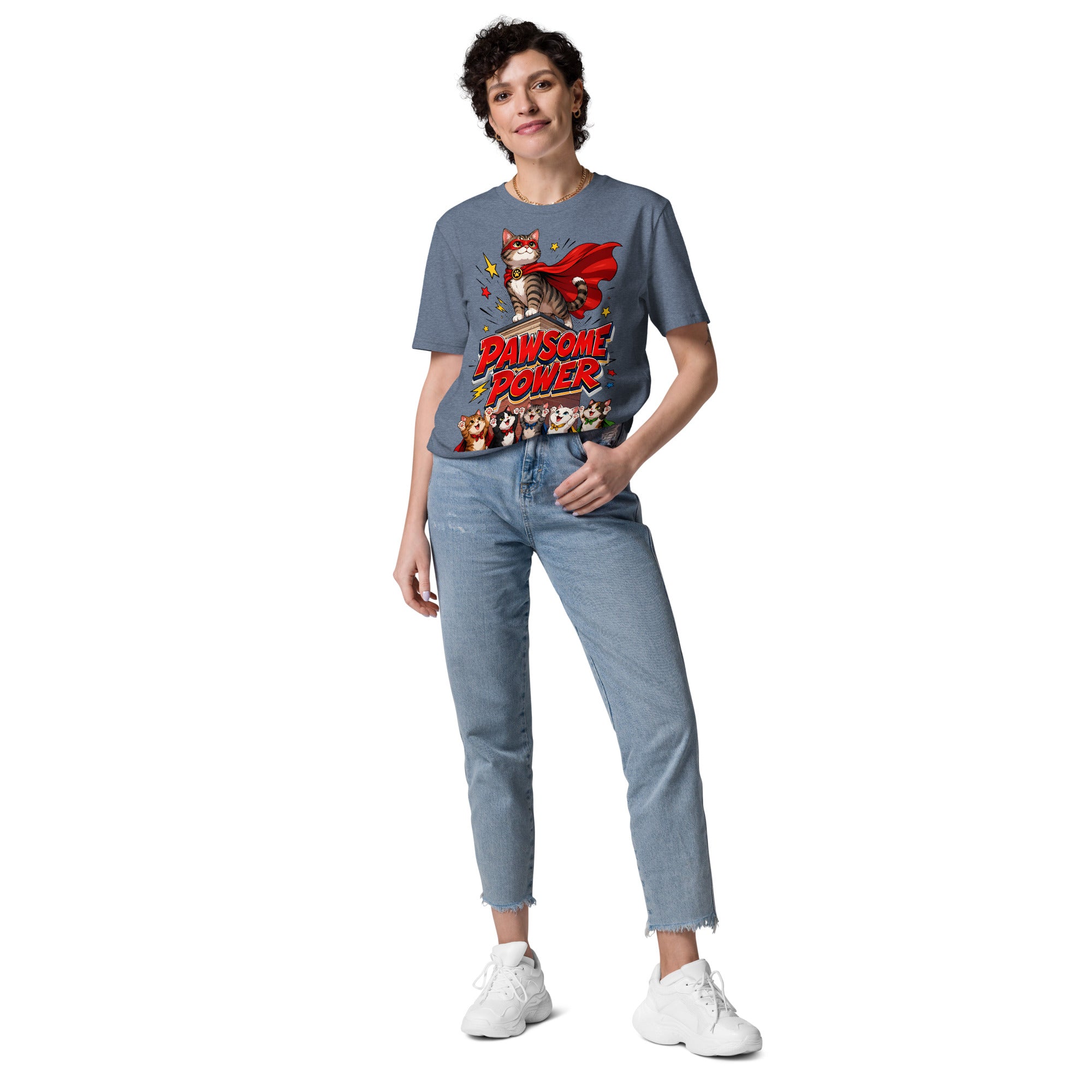 Unisex T-Shirt - Elite Pawsome Power Superhero Cat - Premium Luxury Retro Comic Design by printfluence.net