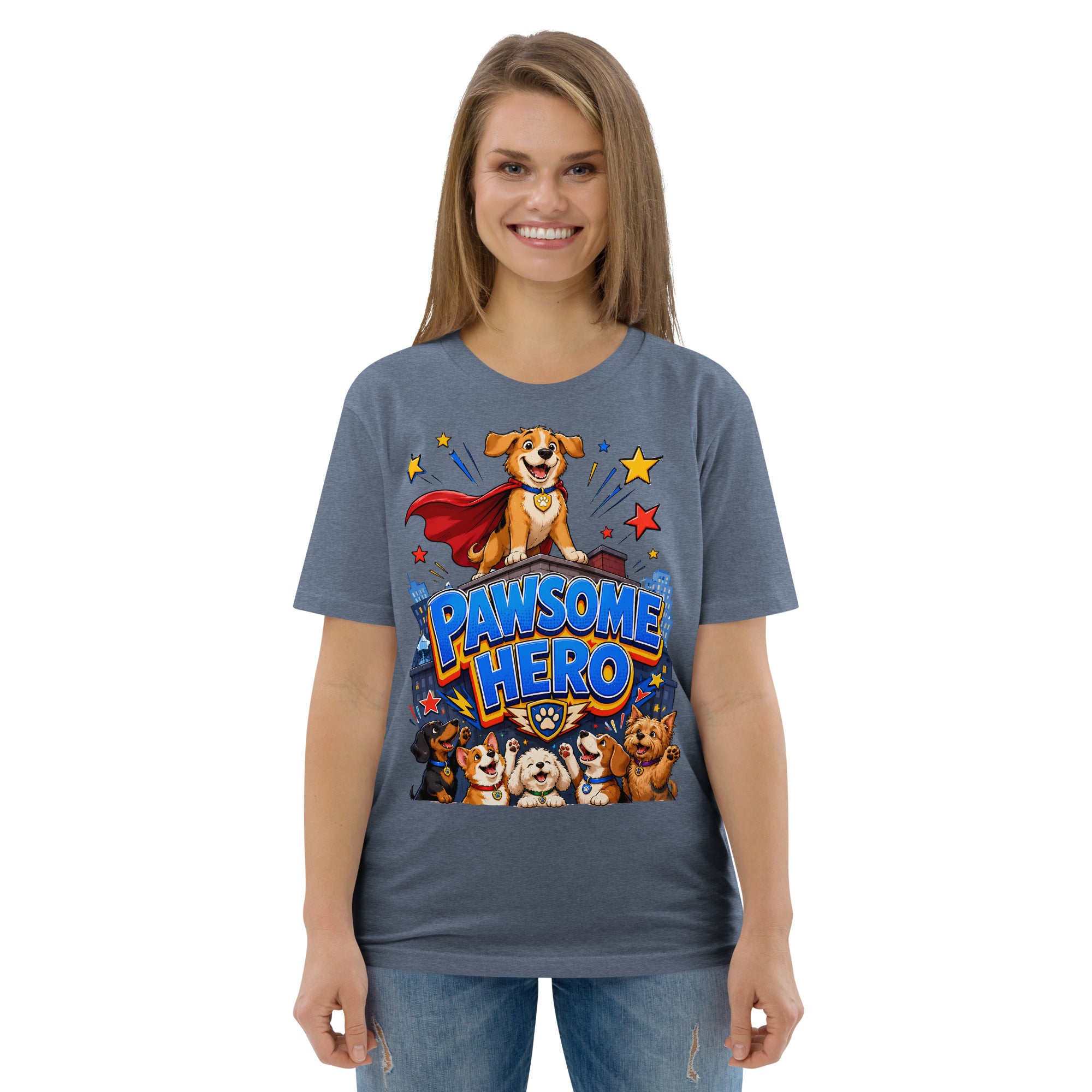 Elite Pawsome Hero - Premium Luxury Organic Cotton Dog Lovers T-Shirt by printfluence.net