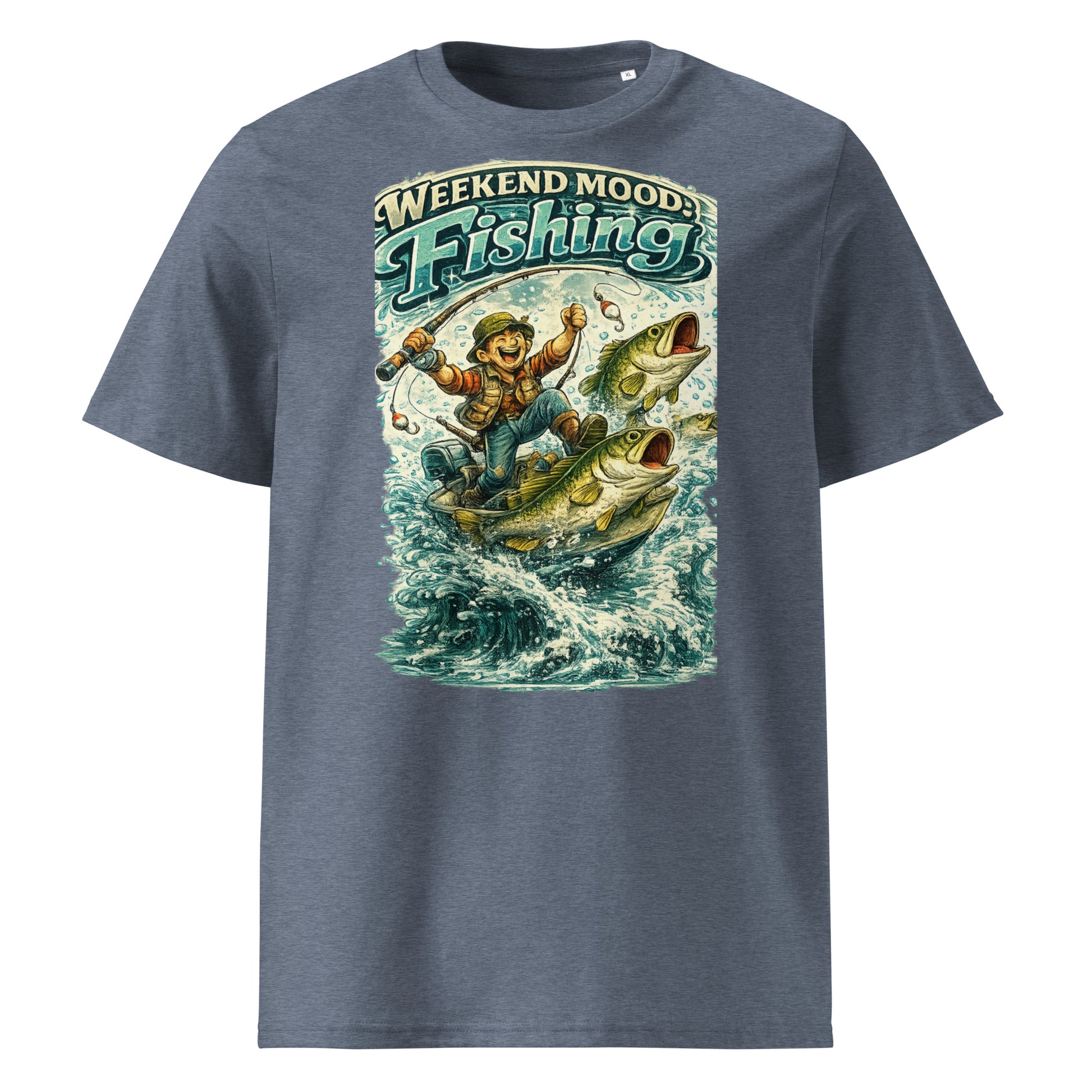 Weekend Mood Fishing Organic T-Shirt - Cute Vintage Bass Fishing Lovers Graphic Tee by printfluence.net