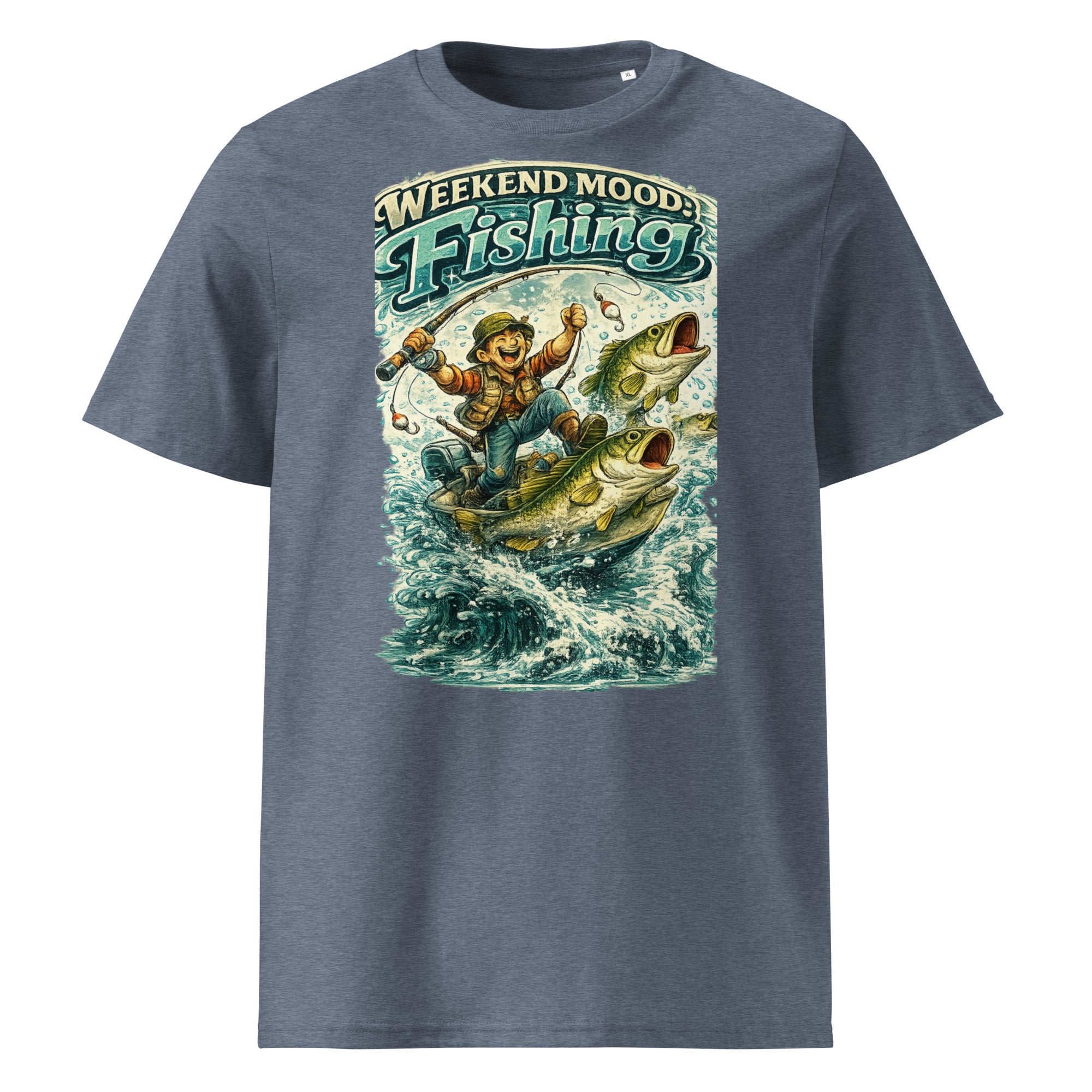 Weekend Mood Fishing Organic T-Shirt - Cute Vintage Bass Fishing Lovers Graphic Tee by printfluence.net
