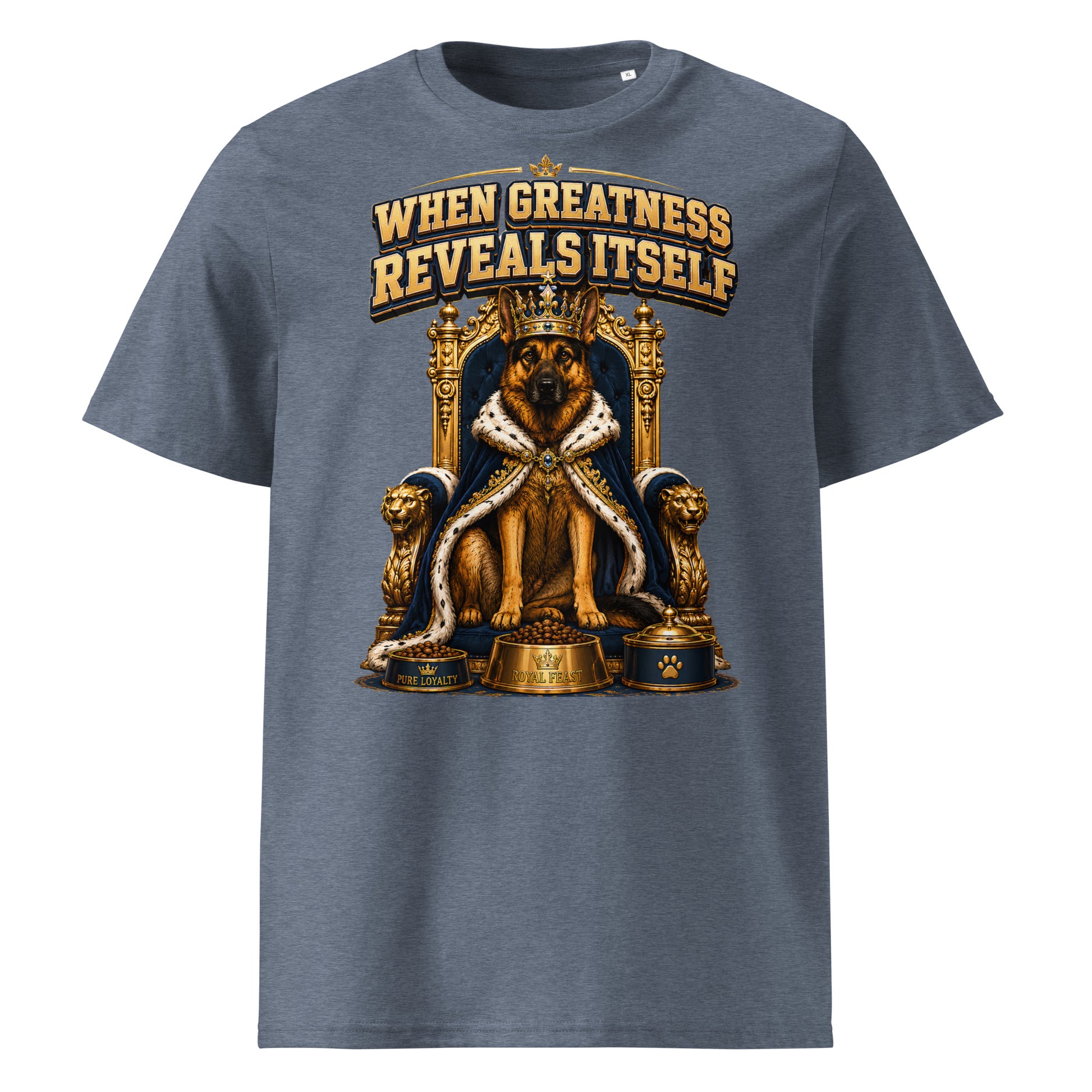 German Shepherd King Royal Greatness Organic Cotton T-Shirt by printfluence.net