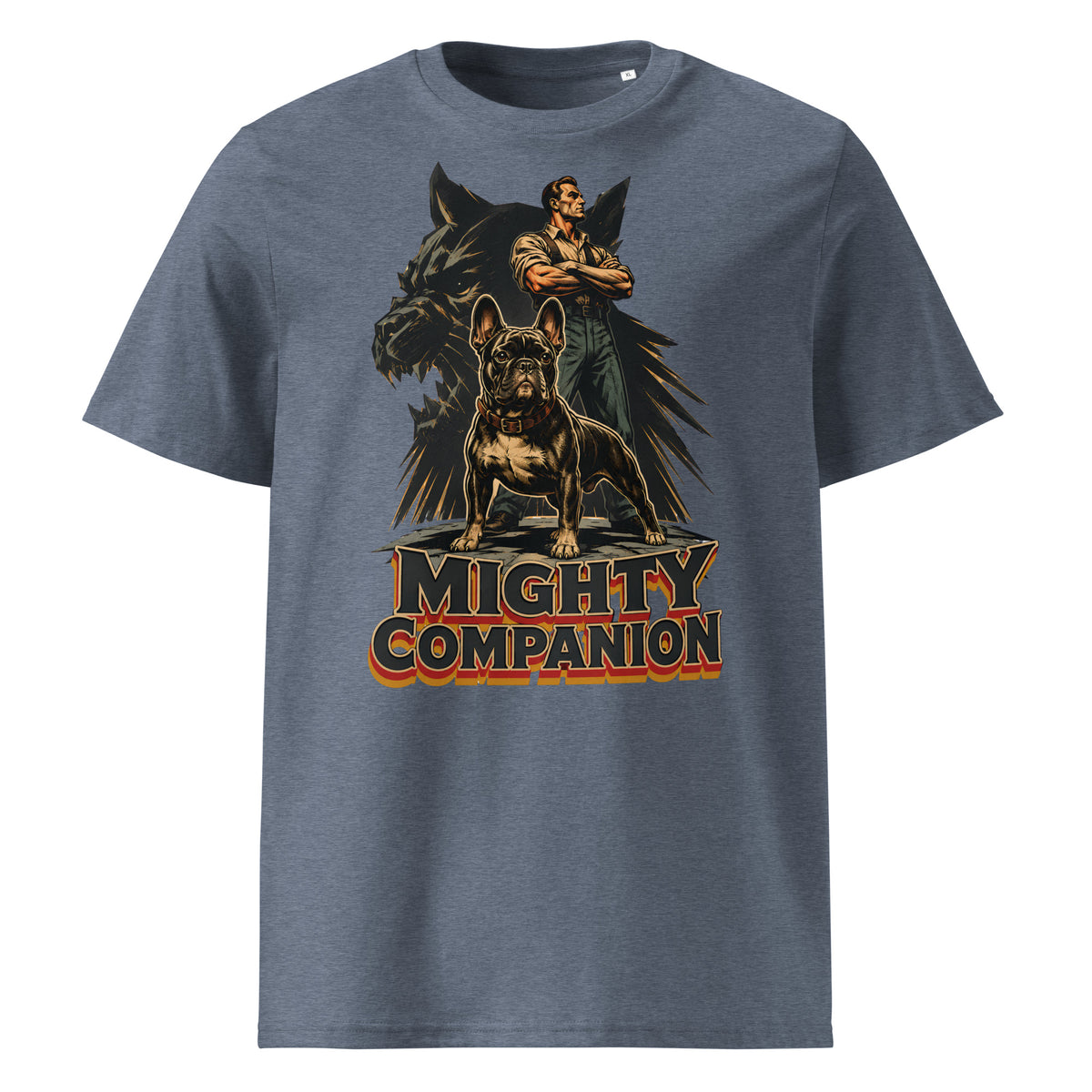Mighty Companion Frenchie Tee - Organic French Bulldog Lovers T-Shirt T-15 by printfluence.net