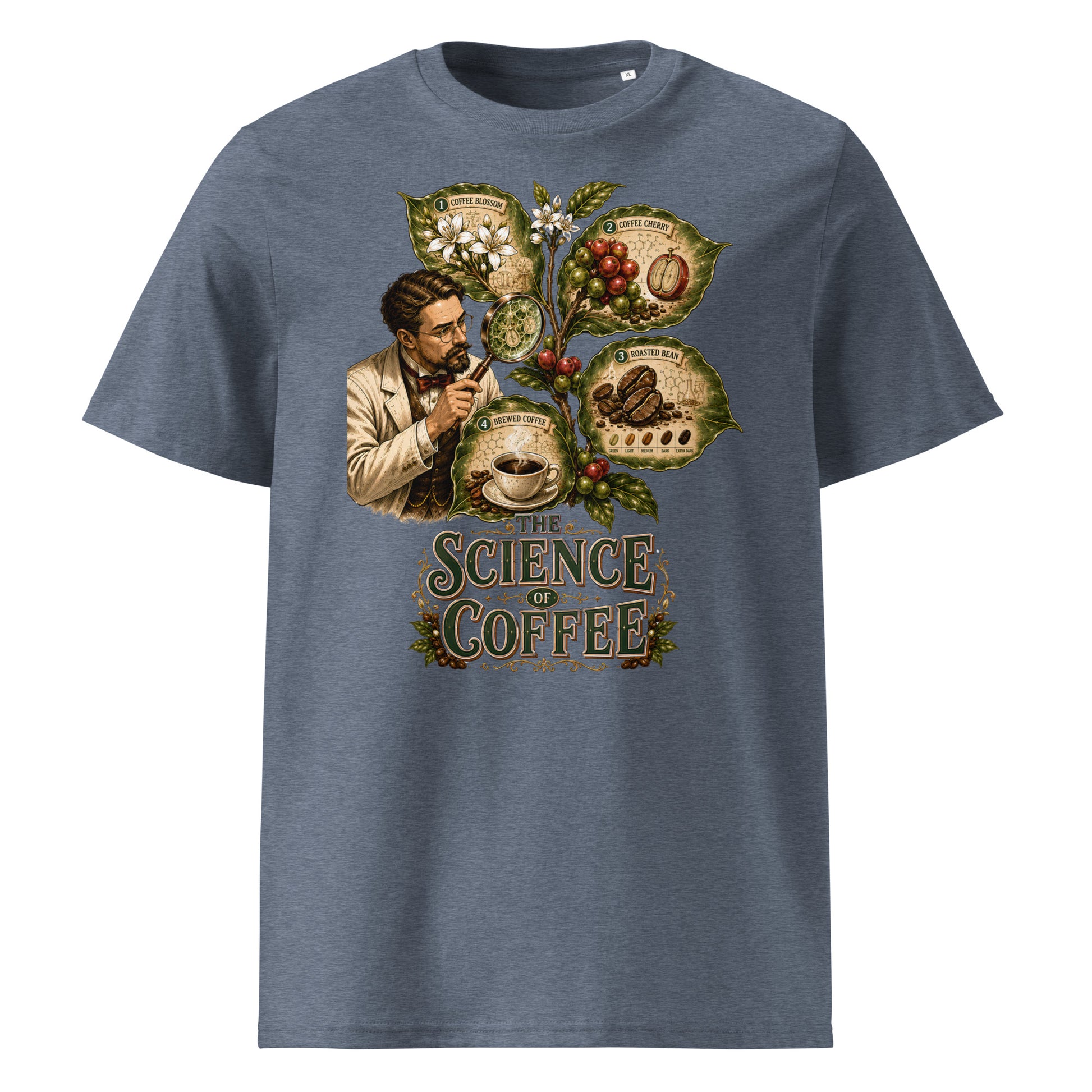 Coffee Lovers Unisex Organic Cotton T-shirt The Science of Coffee – Educational Botanical Graphic Tee by printfluence.net