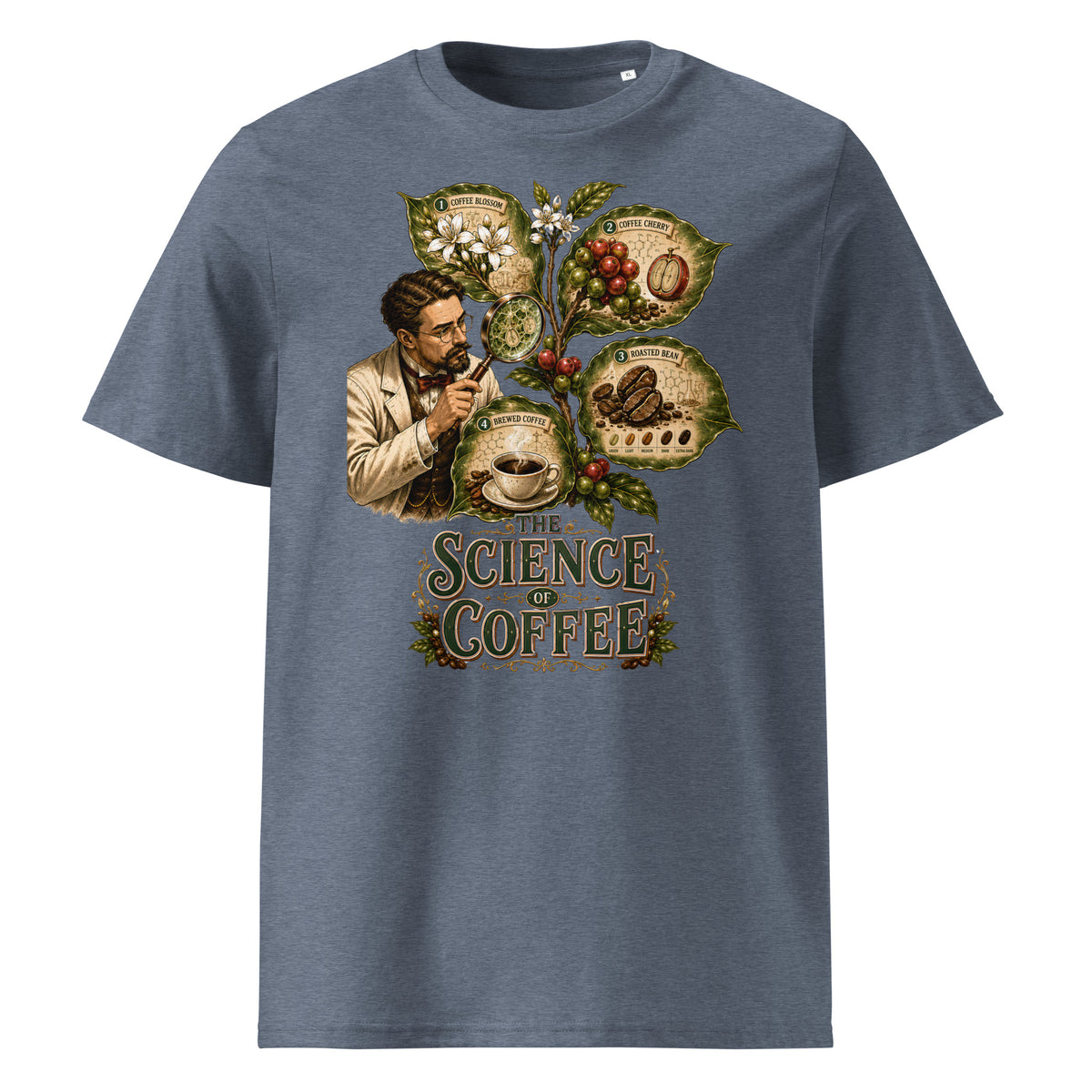 Coffee Lovers Unisex Organic Cotton T-shirt The Science of Coffee – Educational Botanical Graphic Tee by printfluence.net