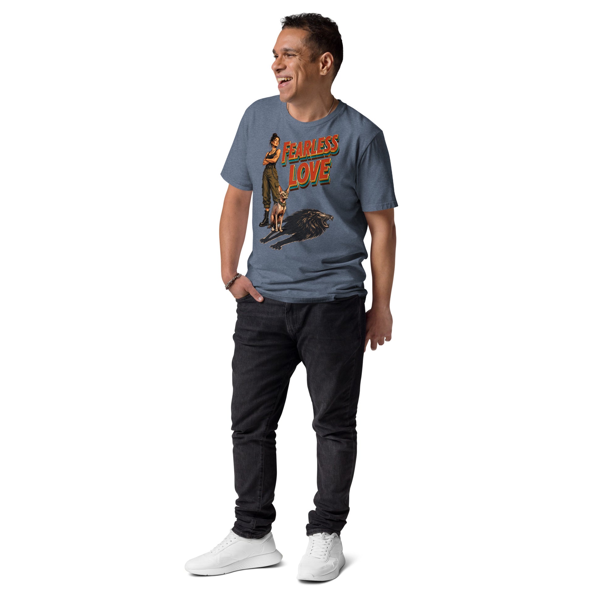 Cat Lovers Unisex Organic Cotton T-Shirt "Fearless Love" by printfluence.net