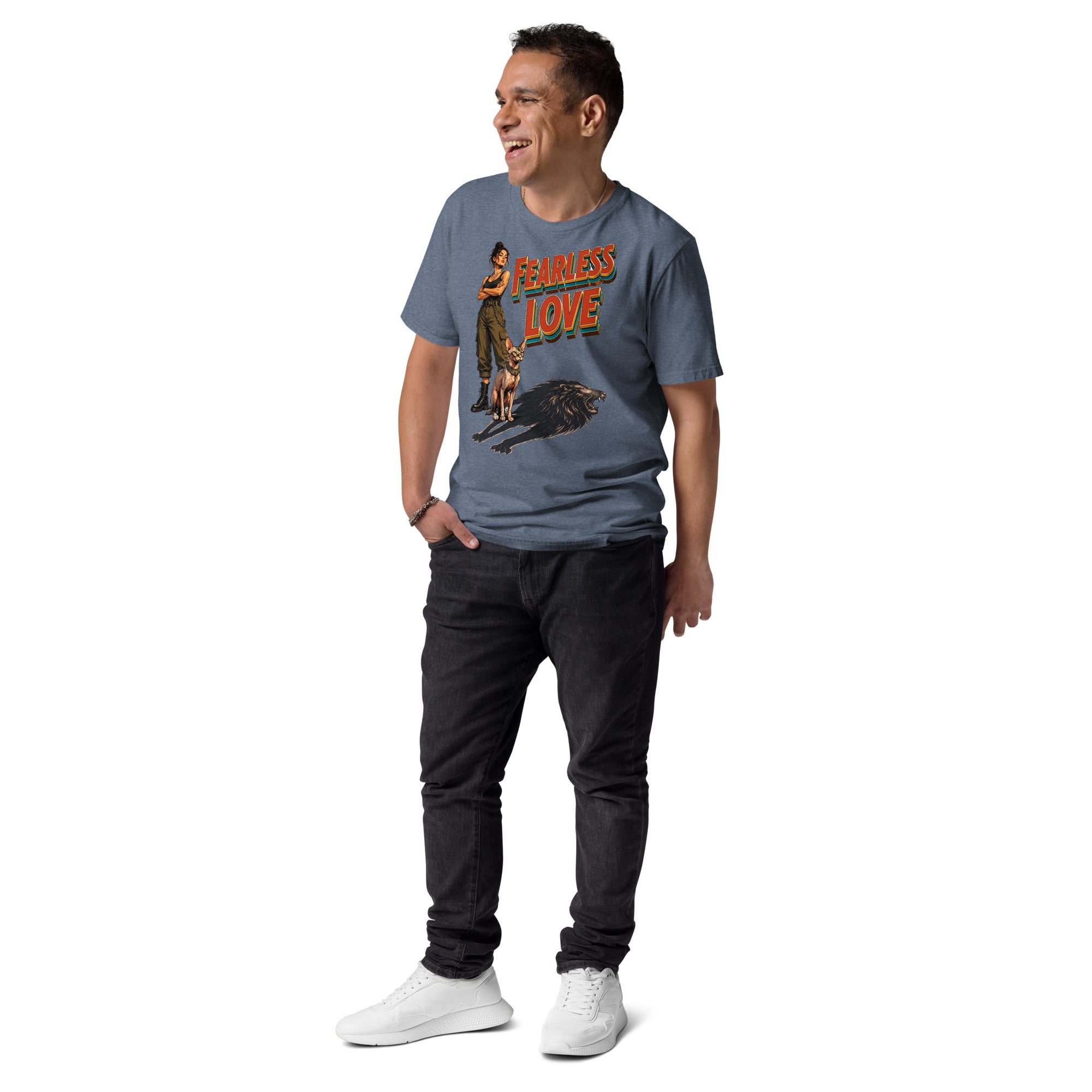 Cat Lovers Unisex Organic Cotton T-Shirt "Fearless Love" by printfluence.net