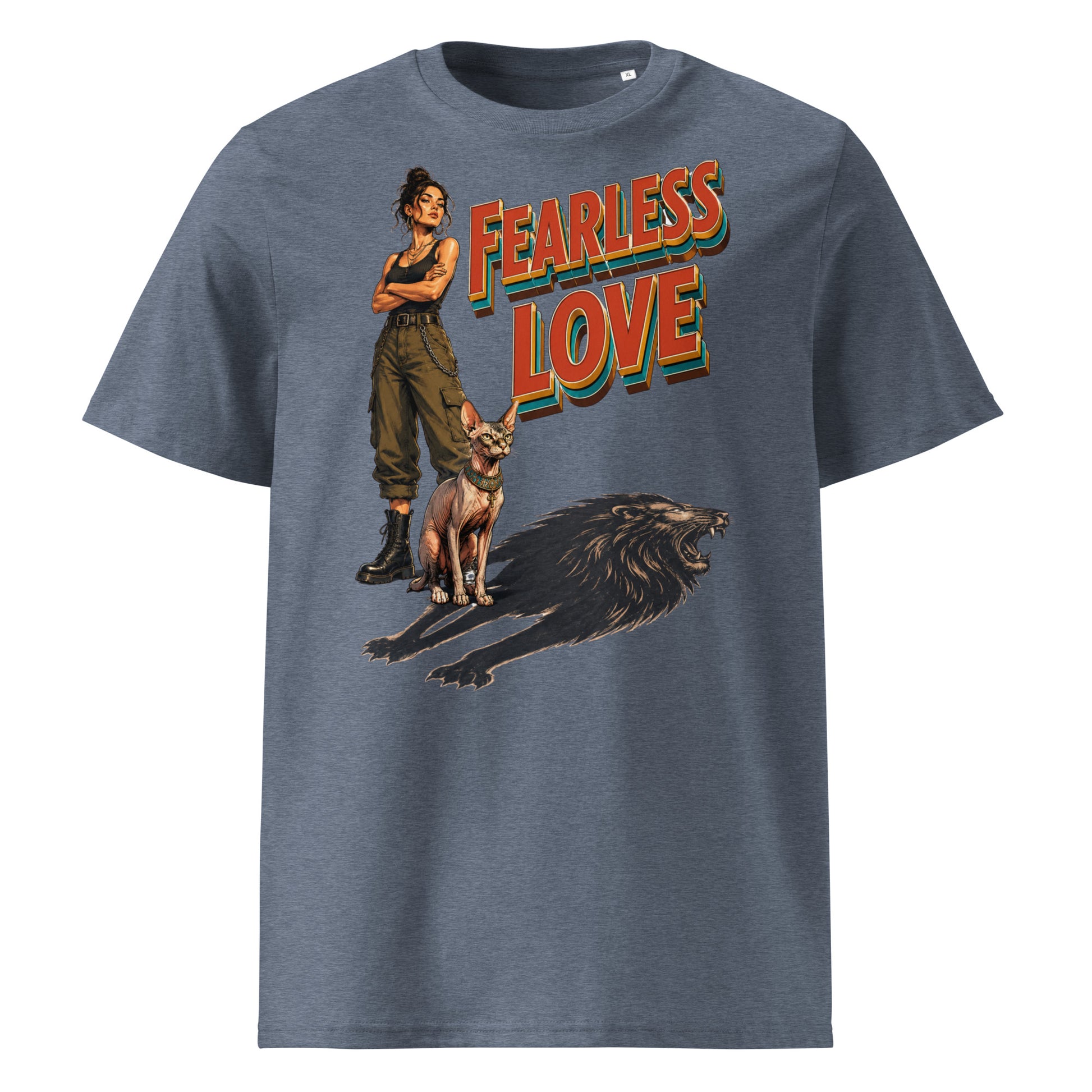 Cat Lovers Unisex Organic Cotton T-Shirt "Fearless Love" by printfluence.net