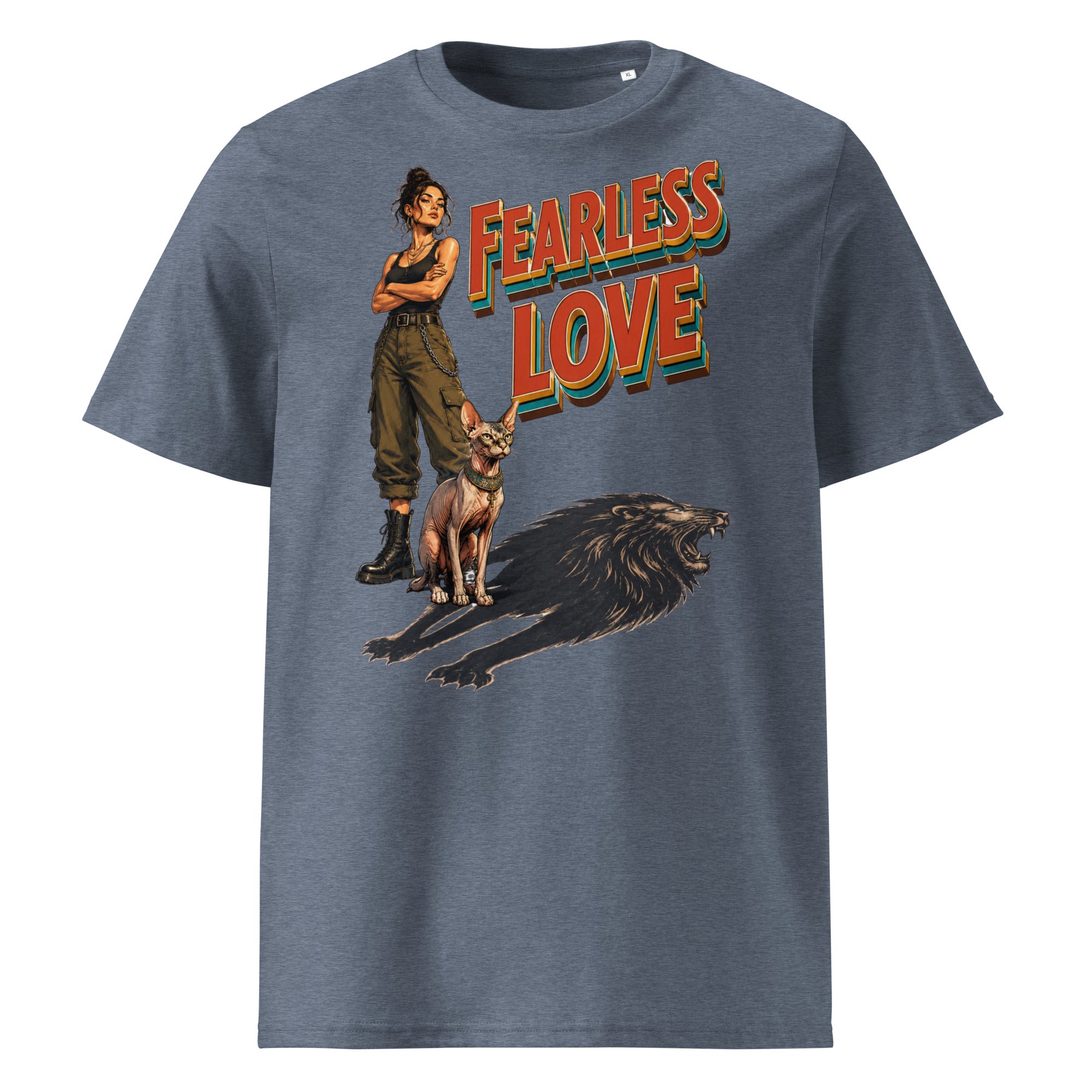 Cat Lovers Unisex Organic Cotton T-Shirt "Fearless Love" by printfluence.net