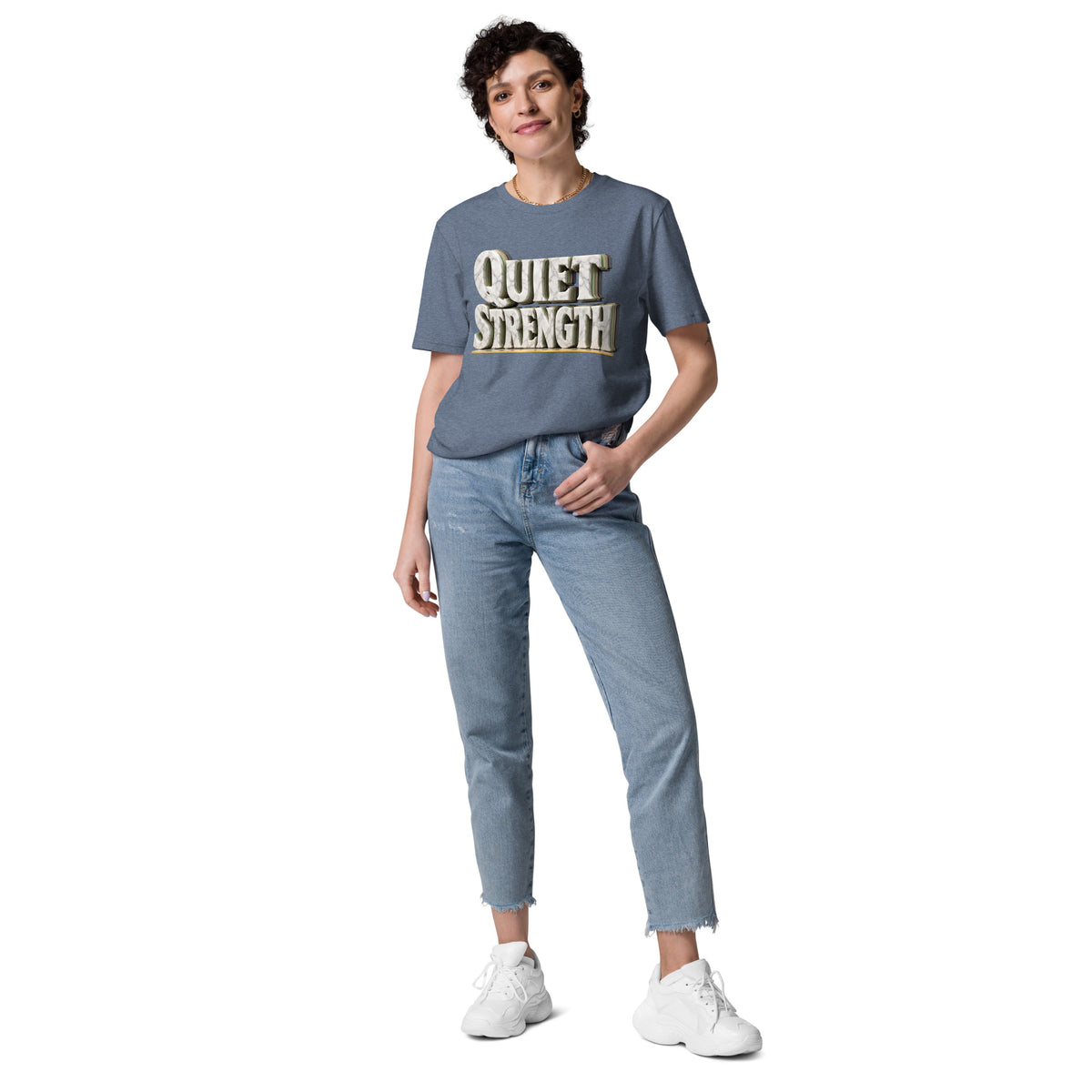 Inspirational Quotes Lovers | Unisex Organic Cotton Creator 2.0 T-Shirt — QUIET STRENGTH by printfluence