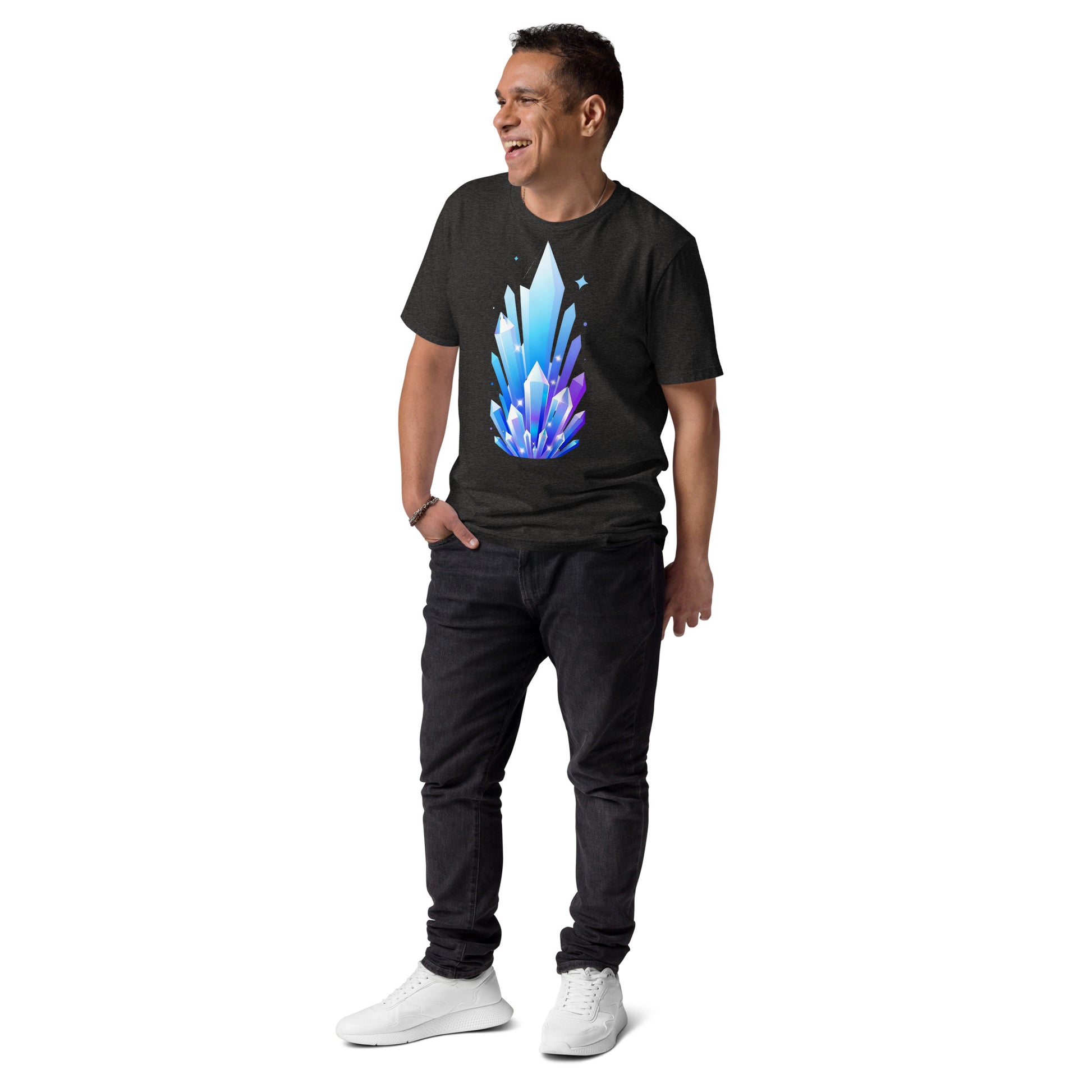 Unisex organic cotton t-shirt - Crystal Pillars Unisex Organic T-Shirt – Shiny Rising Crystals Graphic Tee by printfluence.net