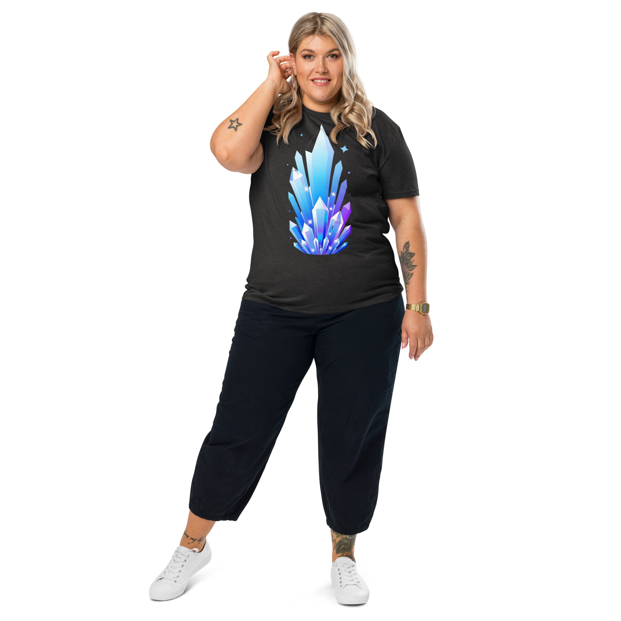 Unisex organic cotton t-shirt - Crystal Pillars Unisex Organic T-Shirt – Shiny Rising Crystals Graphic Tee by printfluence.net