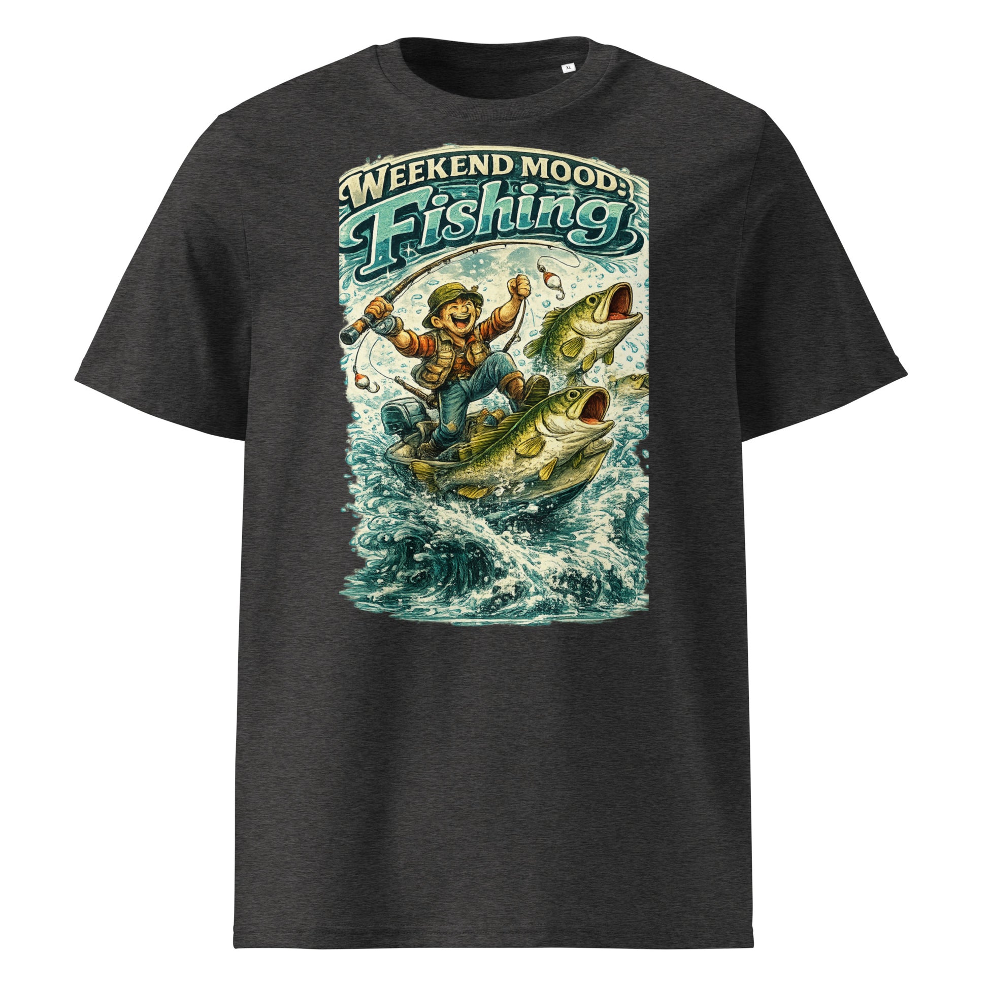 Weekend Mood Fishing Organic T-Shirt - Cute Vintage Bass Fishing Lovers Graphic Tee by printfluence.net
