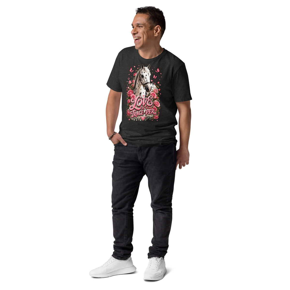 Horse Lovers: Appaloosa Floral Heart - Organic Cotton Tee by printfluence.net
