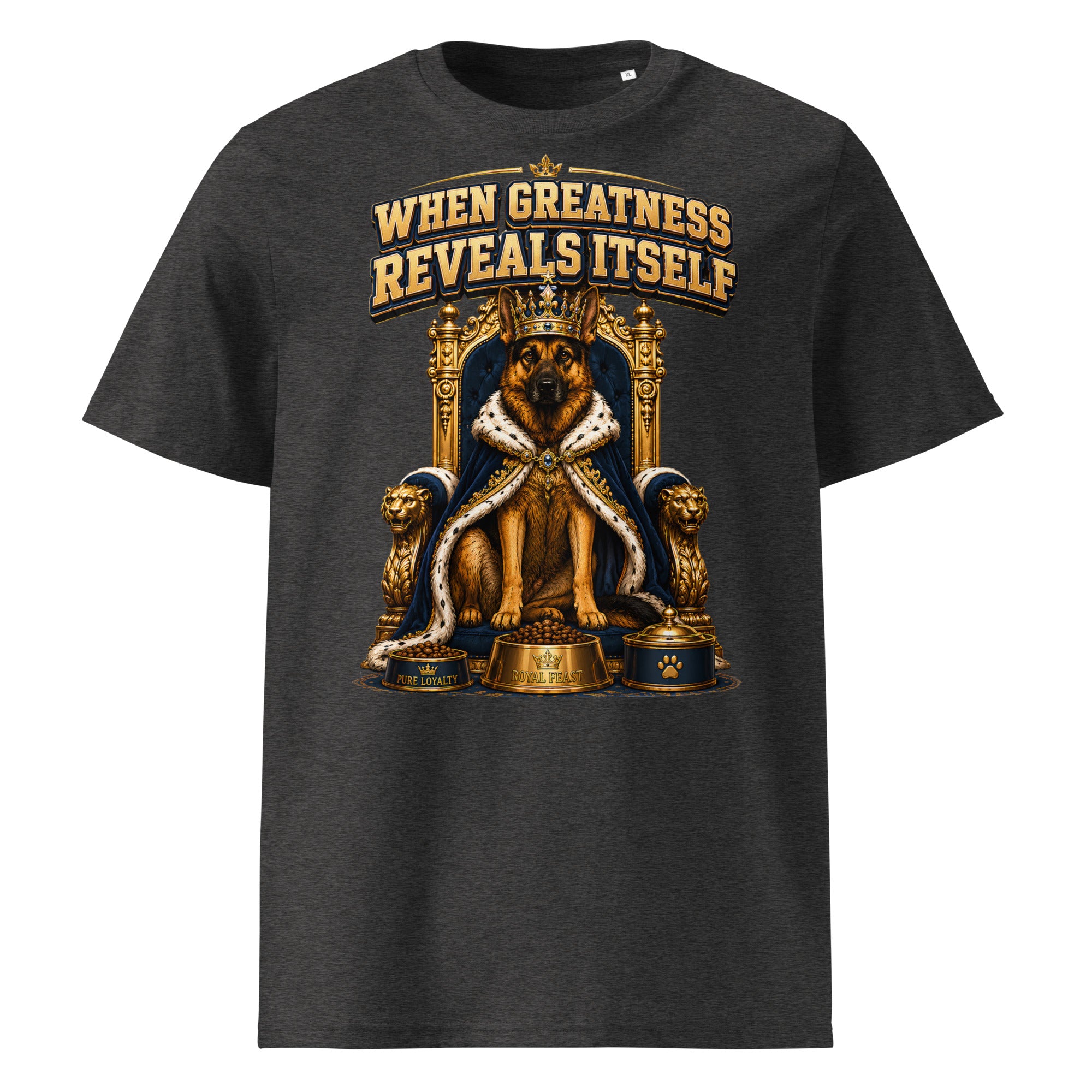 German Shepherd King Royal Greatness Organic Cotton T-Shirt by printfluence.net