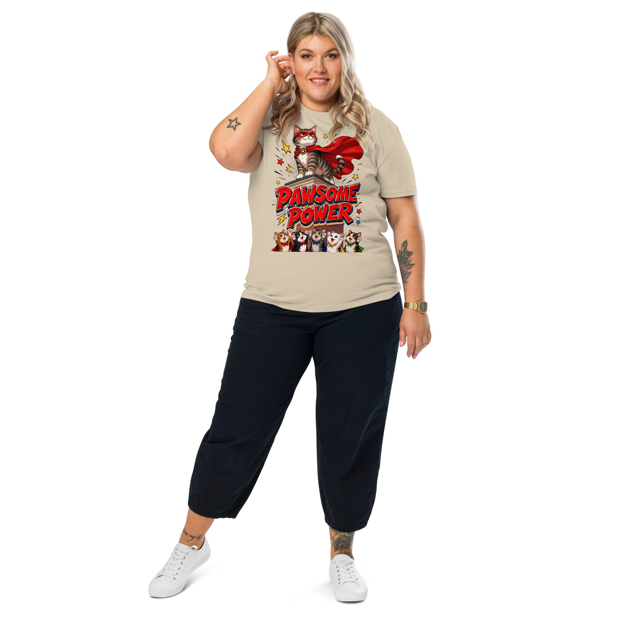 Unisex T-Shirt - Elite Pawsome Power Superhero Cat - Premium Luxury Retro Comic Design by printfluence.net