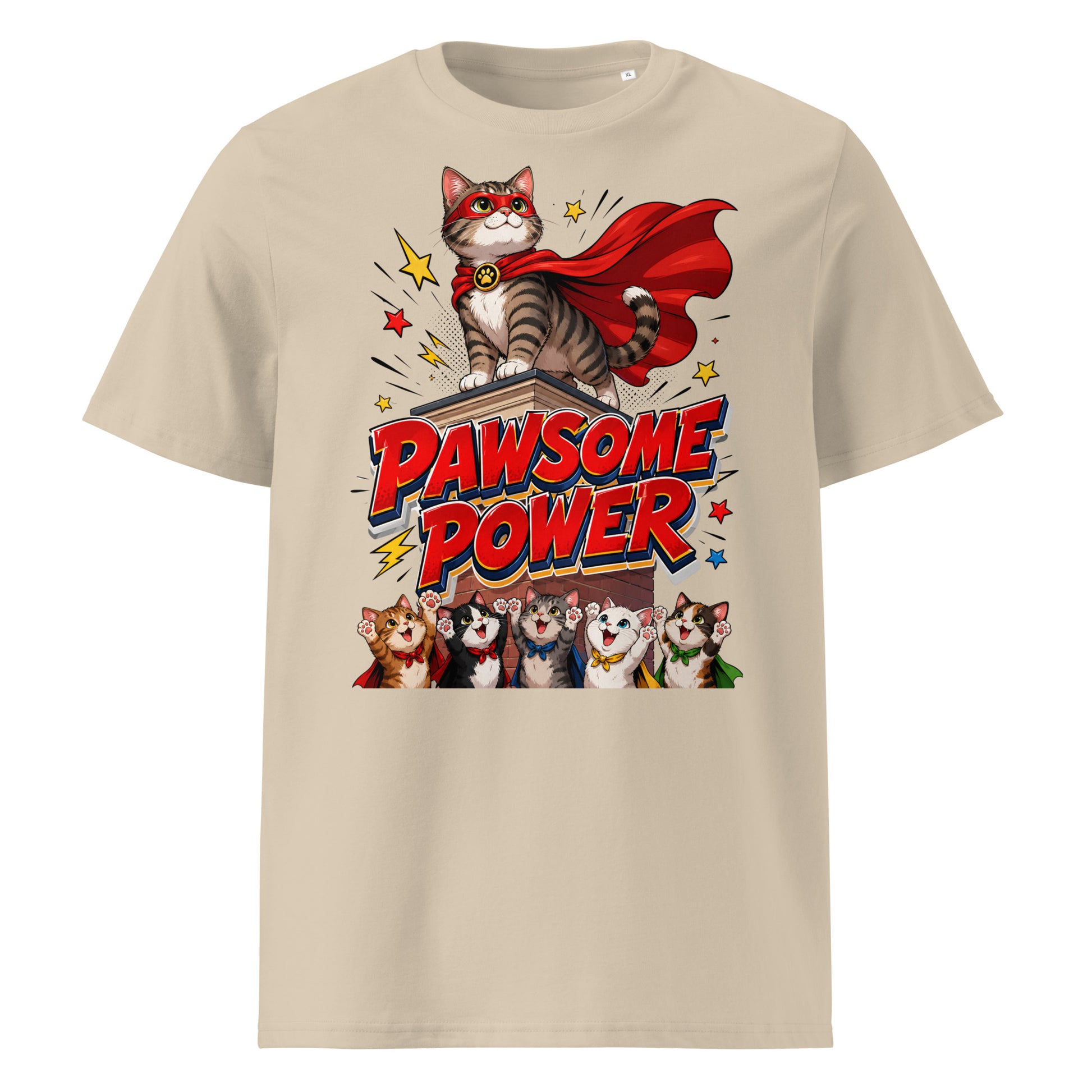 Unisex T-Shirt - Elite Pawsome Power Superhero Cat - Premium Luxury Retro Comic Design by printfluence.net