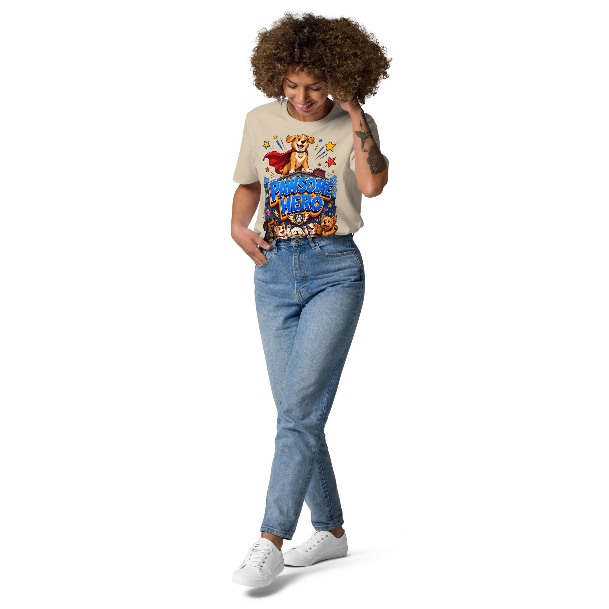 Elite Pawsome Hero - Premium Luxury Organic Cotton Dog Lovers T-Shirt by printfluence.net