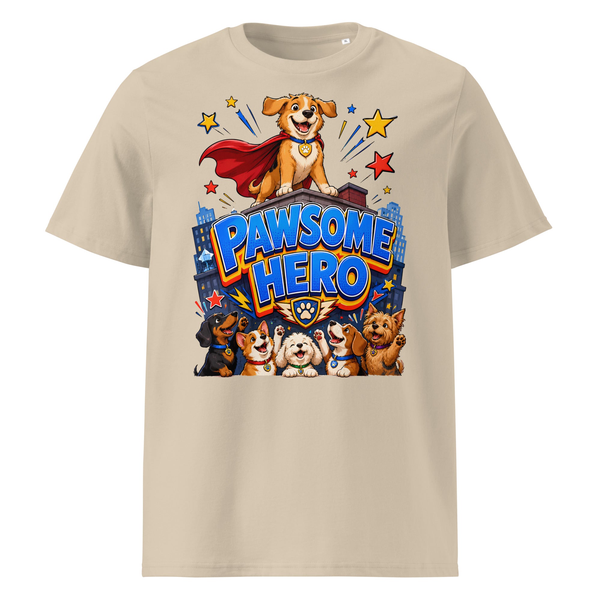 Elite Pawsome Hero - Premium Luxury Organic Cotton Dog Lovers T-Shirt by printfluence.net