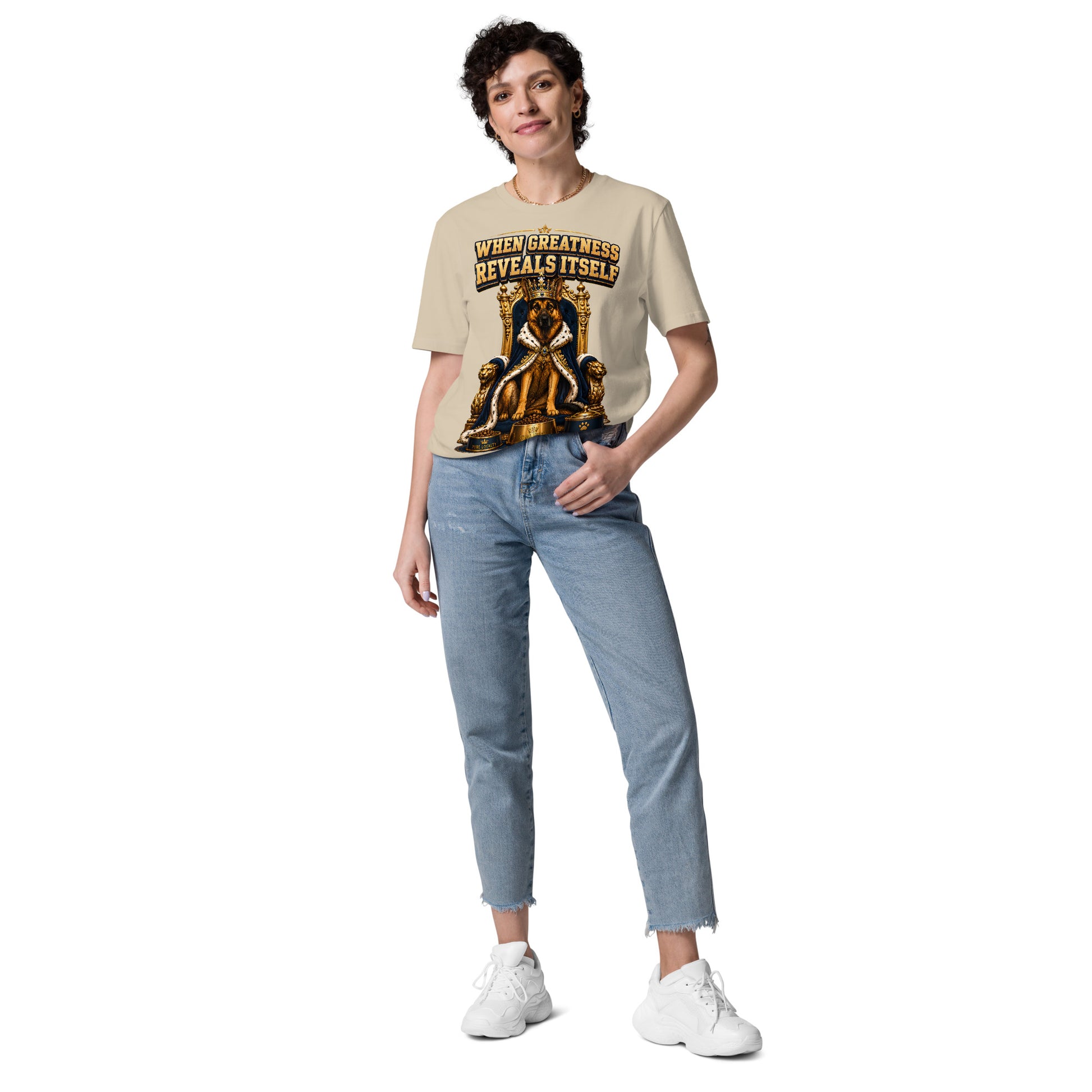 German Shepherd King Royal Greatness Organic Cotton T-Shirt by printfluence.net