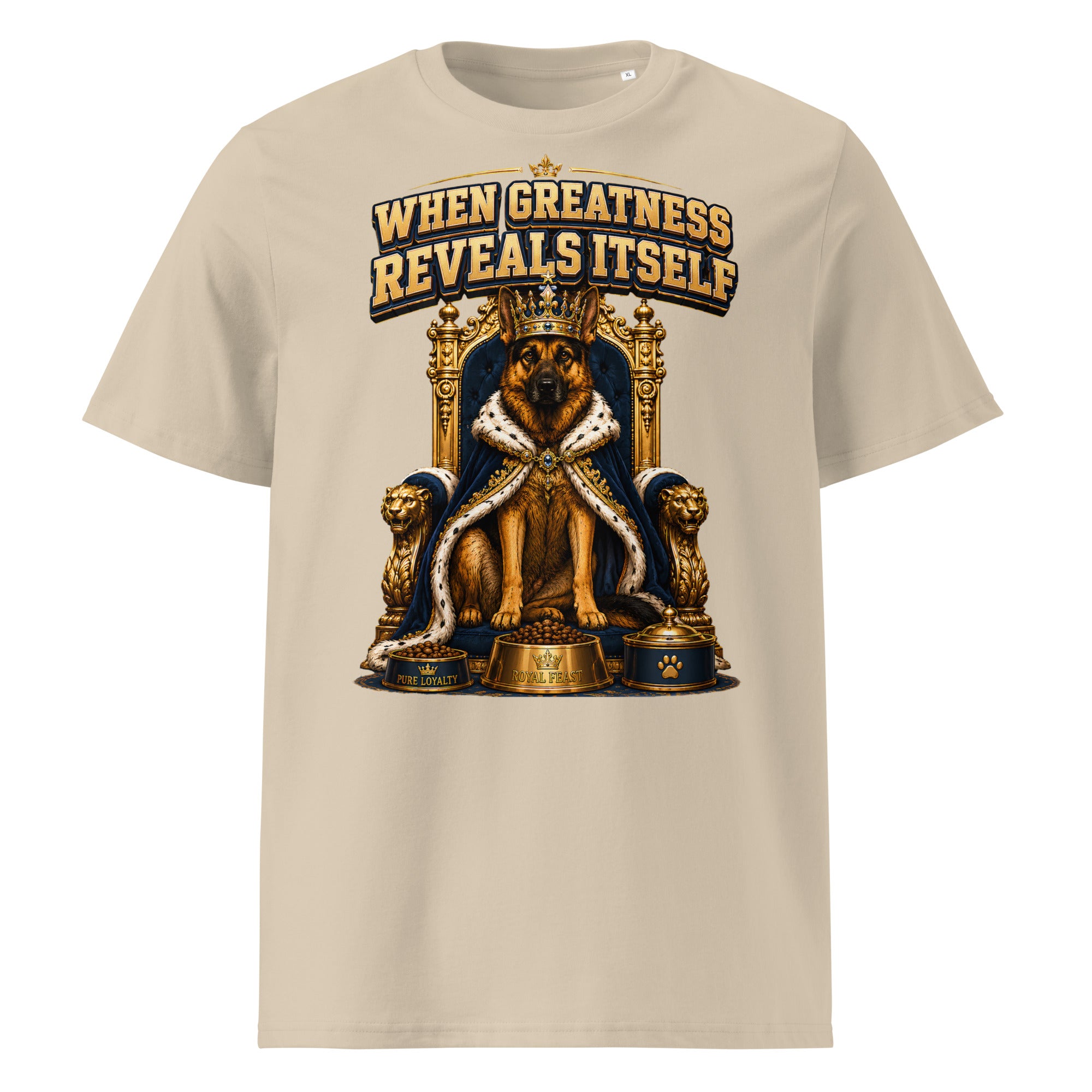 German Shepherd King Royal Greatness Organic Cotton T-Shirt by printfluence.net