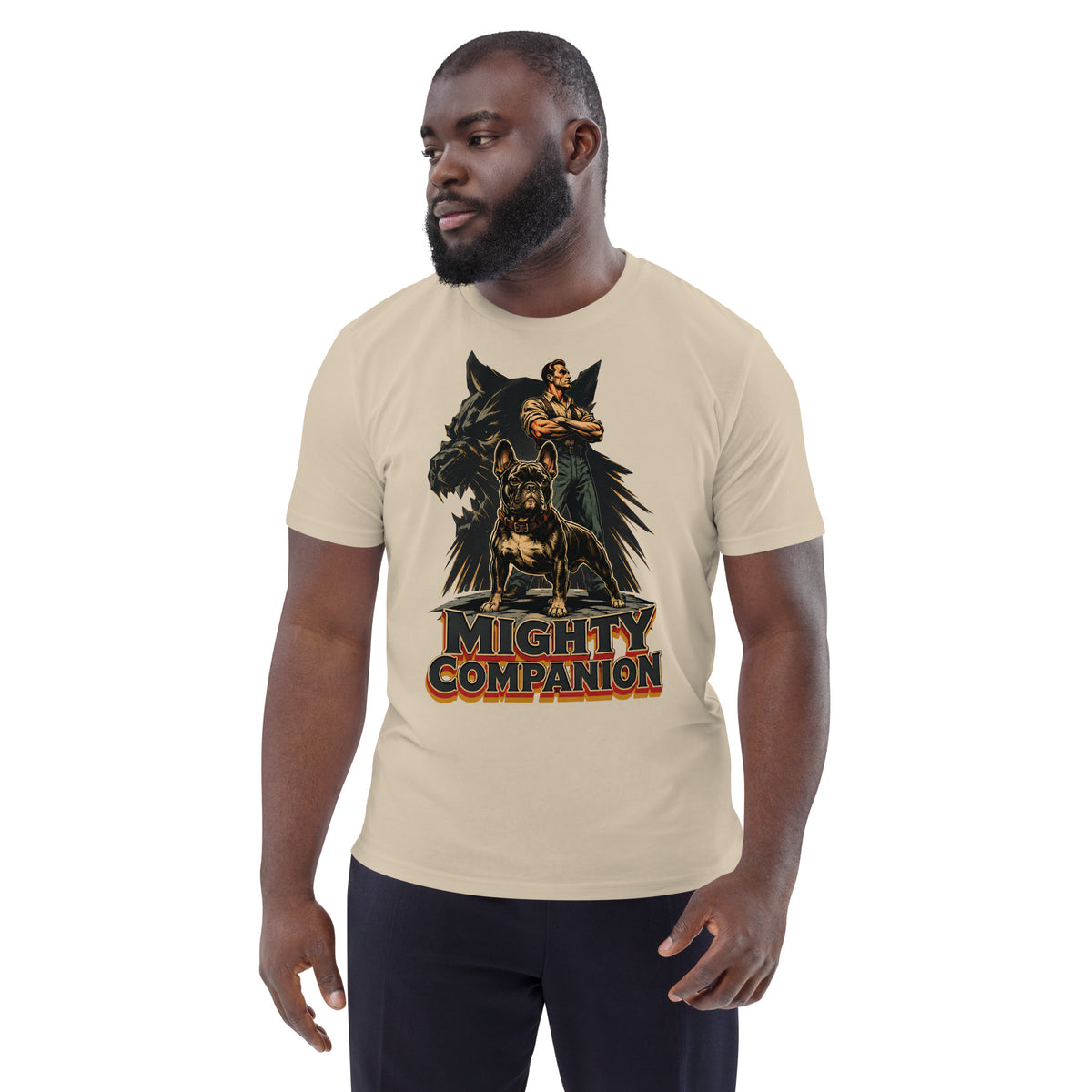 Mighty Companion Frenchie Tee - Organic French Bulldog Lovers T-Shirt T-15 by printfluence.net
