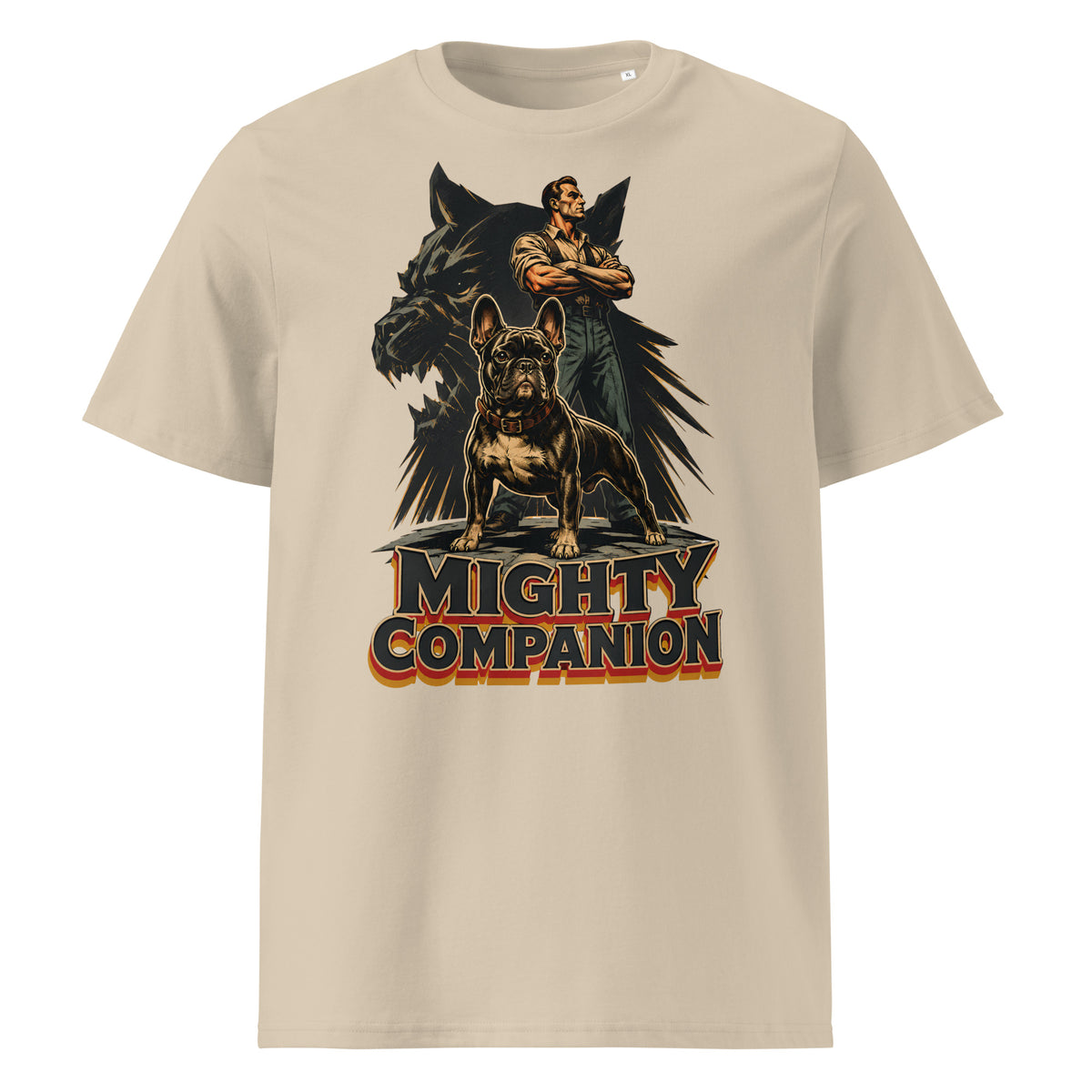 Mighty Companion Frenchie Tee - Organic French Bulldog Lovers T-Shirt T-15 by printfluence.net