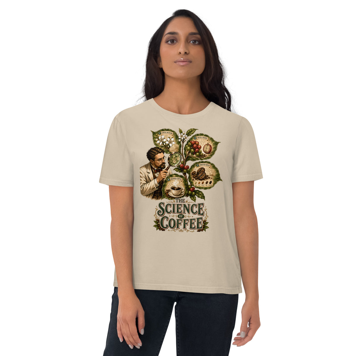 Coffee Lovers Unisex Organic Cotton T-shirt The Science of Coffee – Educational Botanical Graphic Tee by printfluence.net