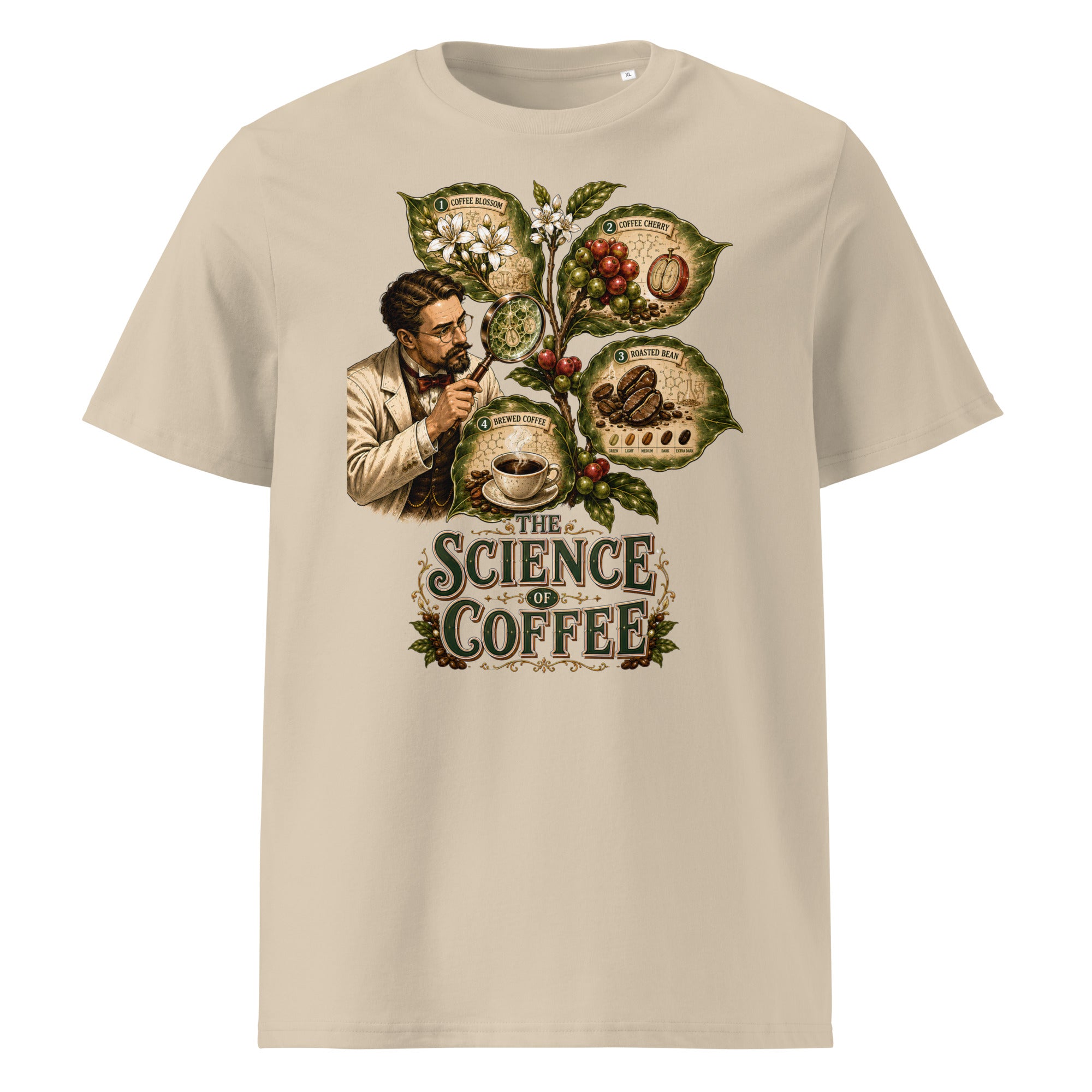 Coffee Lovers Unisex Organic Cotton T-shirt The Science of Coffee – Educational Botanical Graphic Tee by printfluence.net