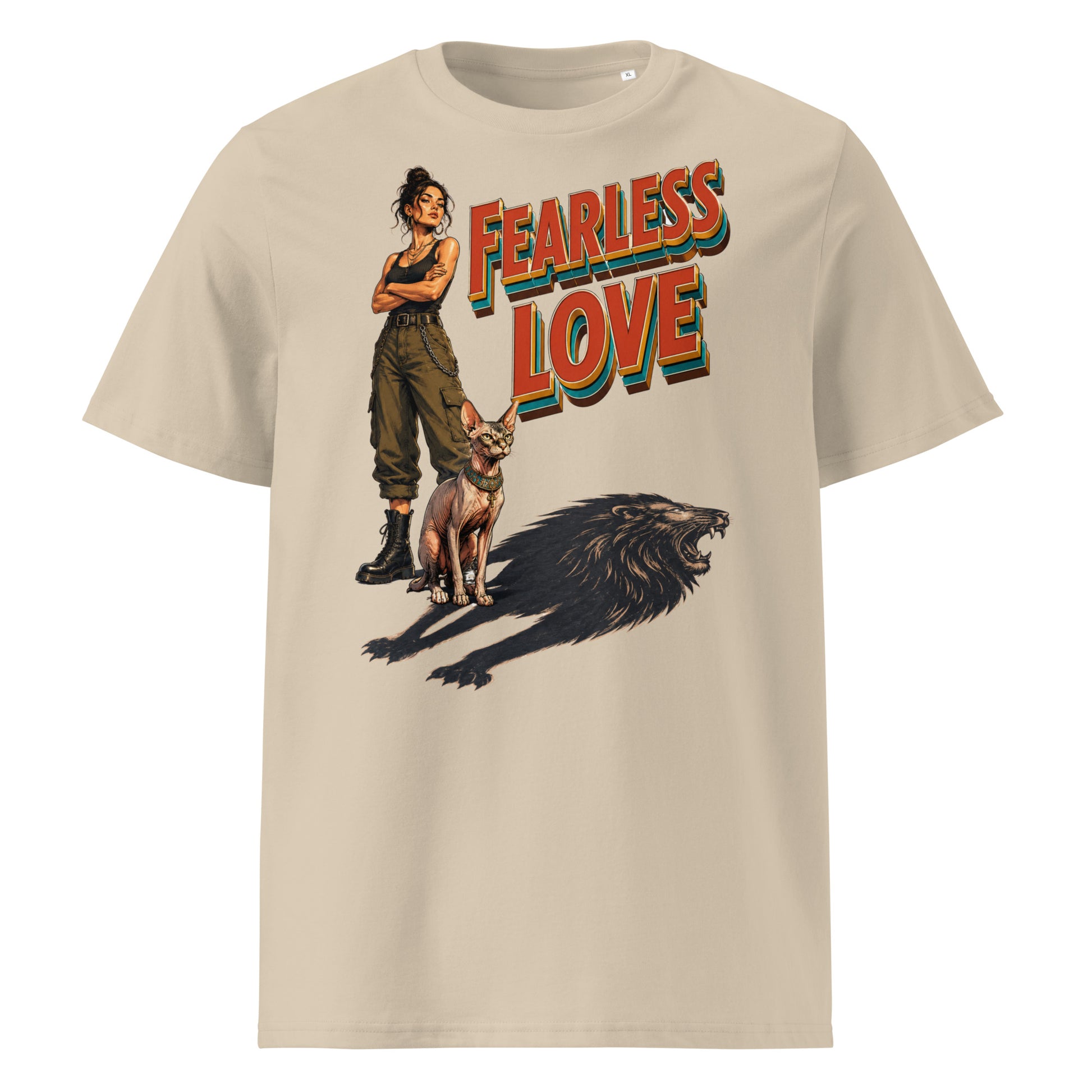 Cat Lovers Unisex Organic Cotton T-Shirt "Fearless Love" by printfluence.net