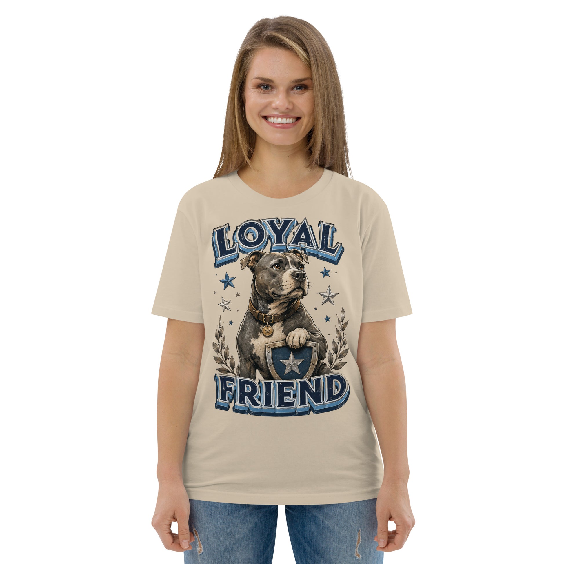 Pitbull Lovers | Unisex Organic Cotton T-Shirt - Loyal Friend by printfluence.net