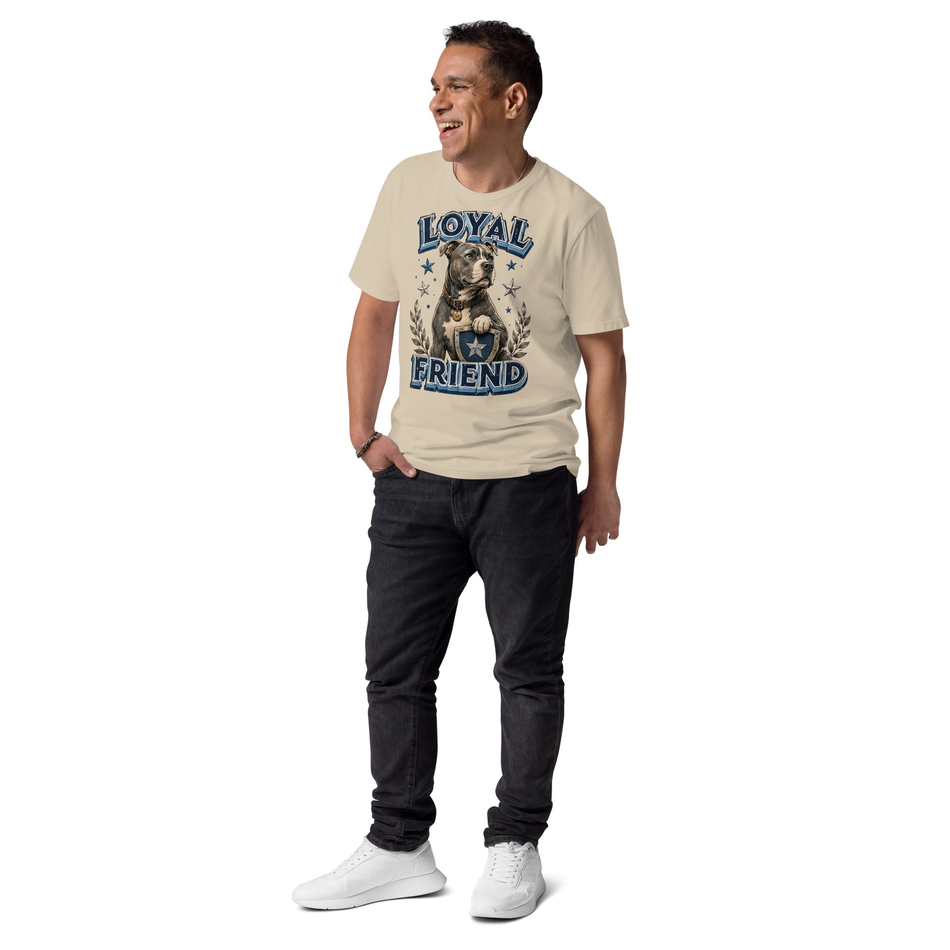 Pitbull Lovers | Unisex Organic Cotton T-Shirt - Loyal Friend by printfluence.net