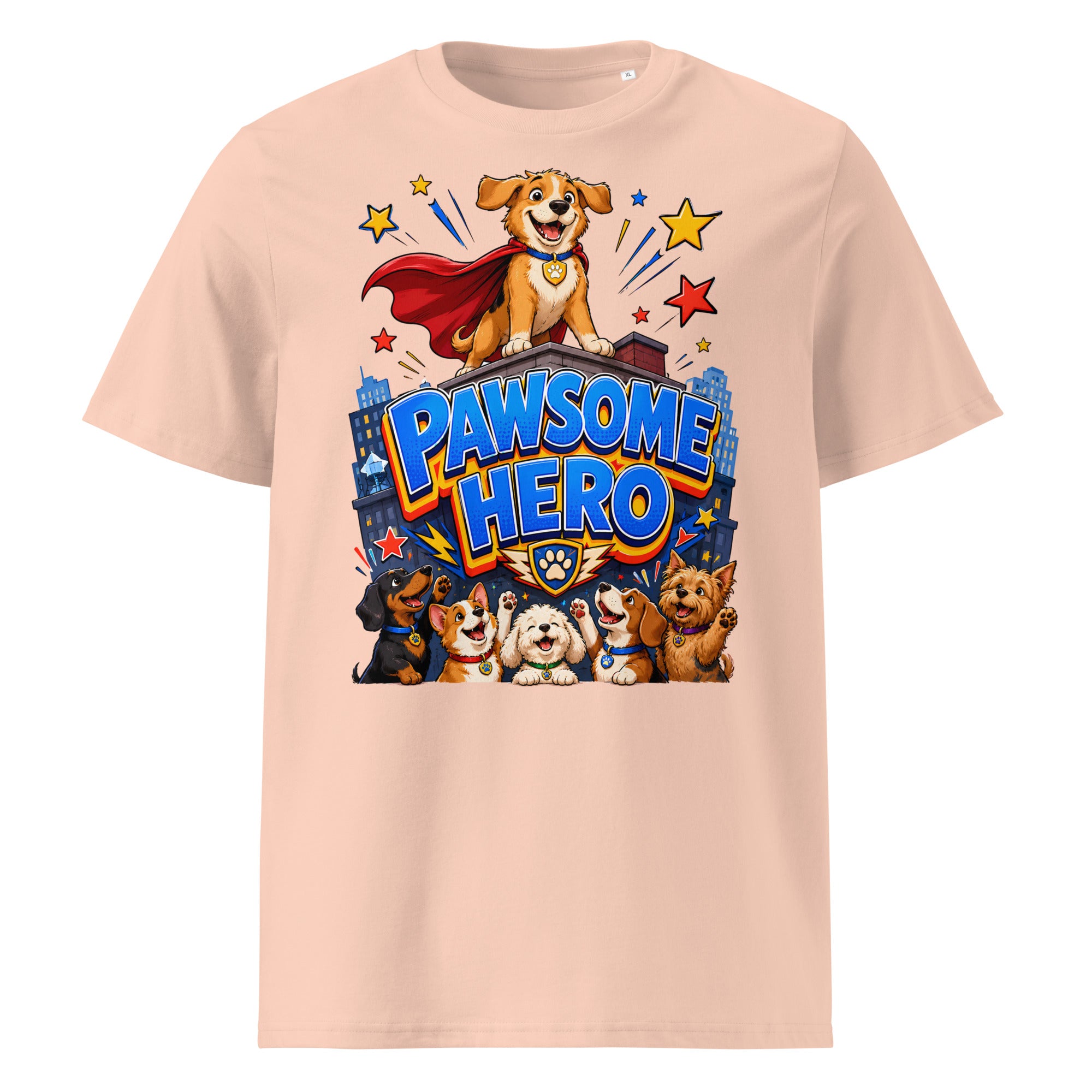 Elite Pawsome Hero - Premium Luxury Organic Cotton Dog Lovers T-Shirt by printfluence.net