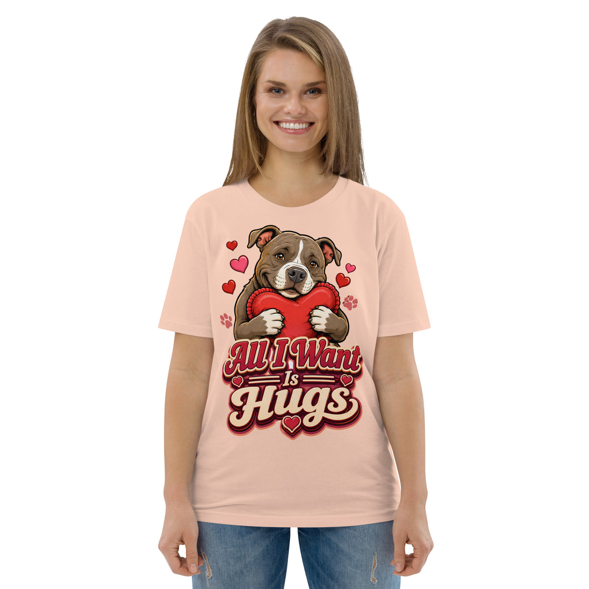 All I Want Is Hugs Pitbull Lovers Organic Tee by printfluence.net