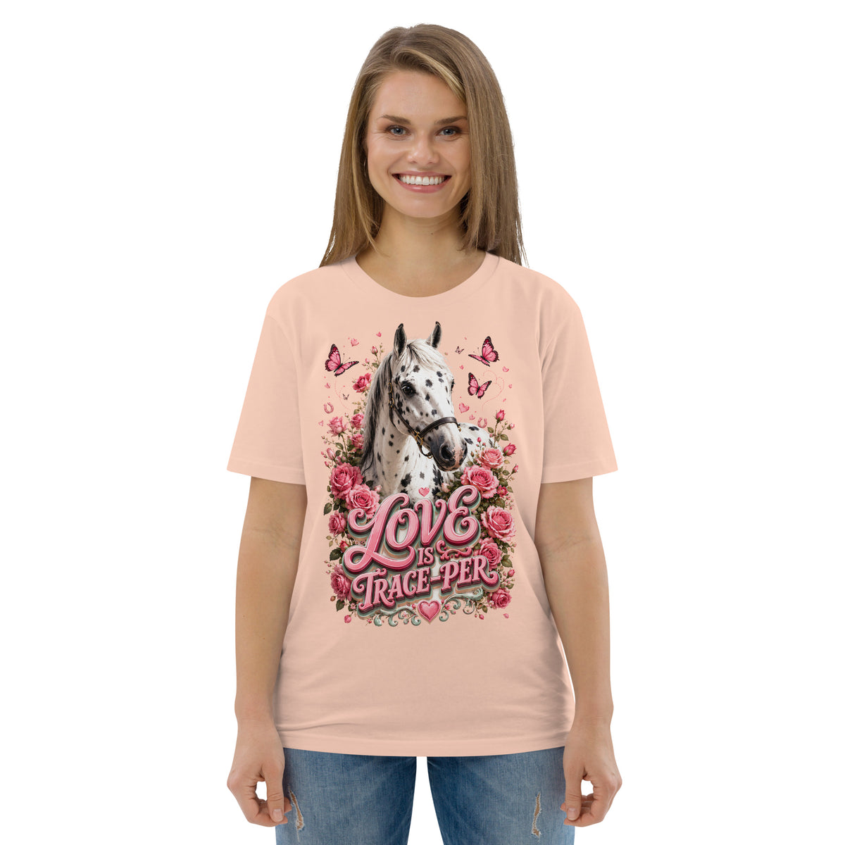 Horse Lovers: Appaloosa Floral Heart - Organic Cotton Tee by printfluence.net