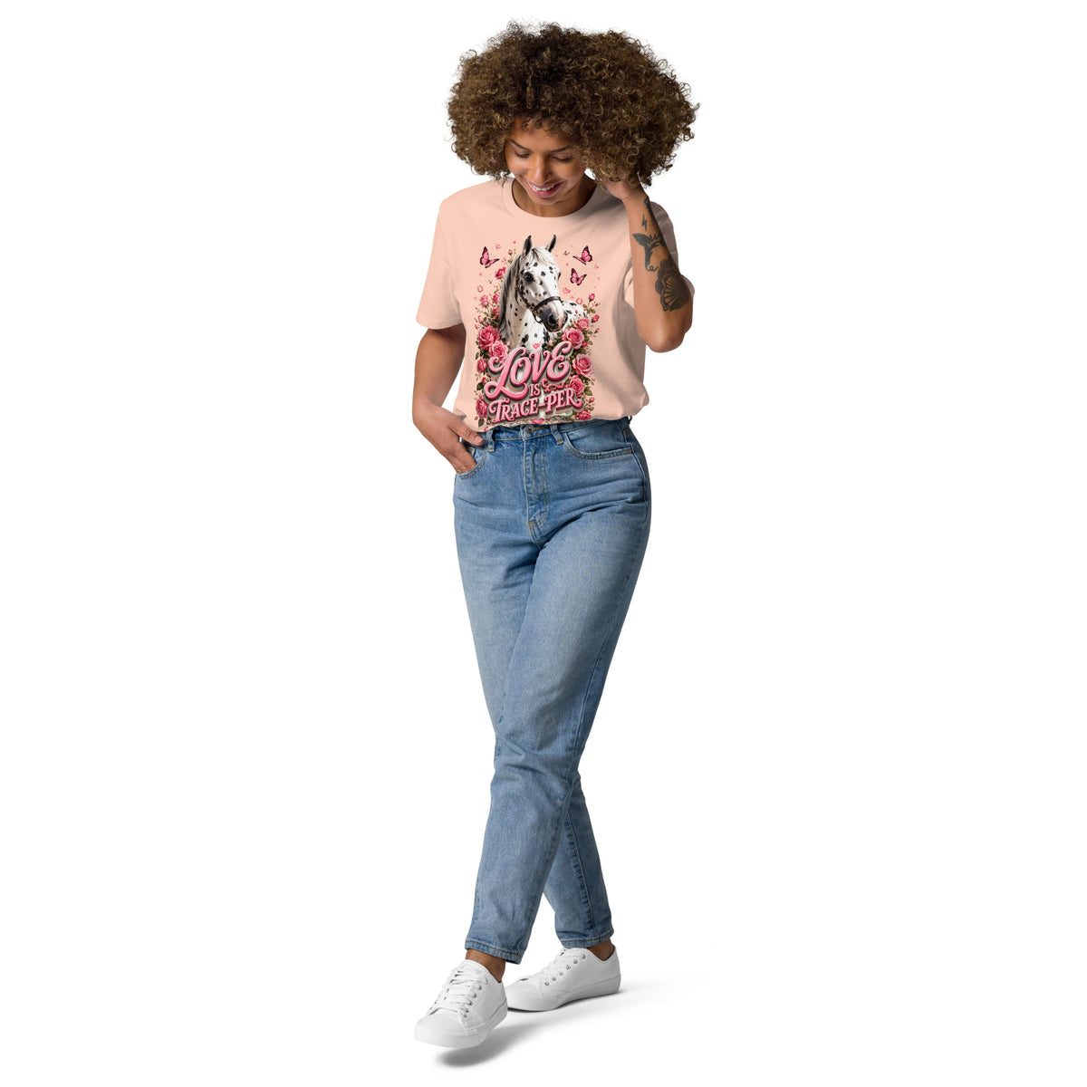 Horse Lovers: Appaloosa Floral Heart - Organic Cotton Tee by printfluence.net