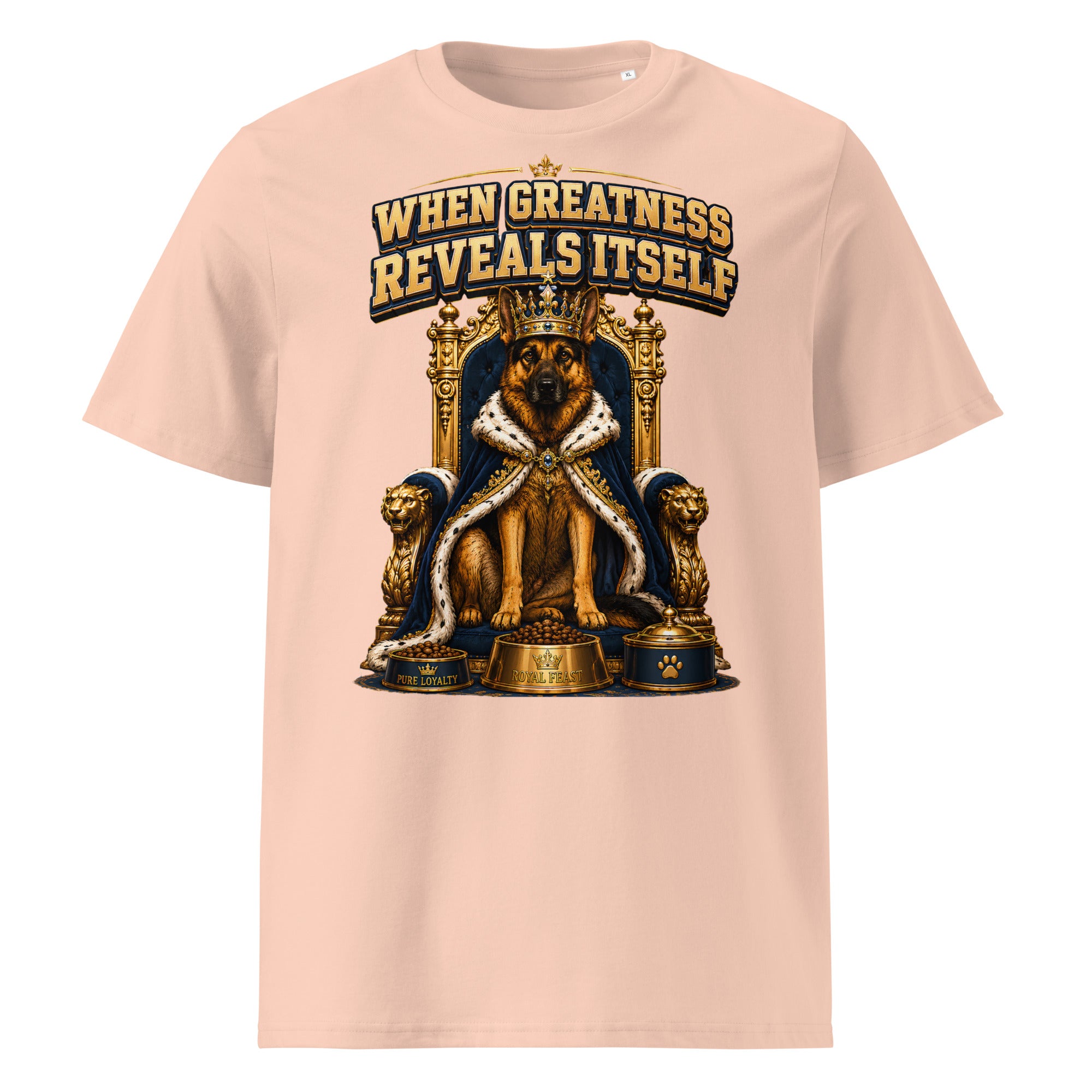 German Shepherd King Royal Greatness Organic Cotton T-Shirt by printfluence.net