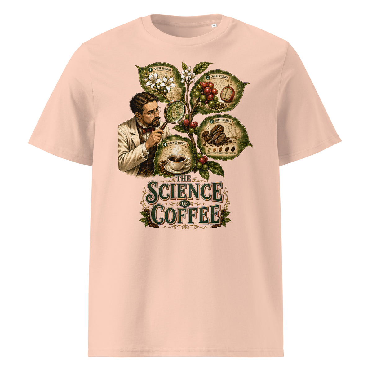 Coffee Lovers Unisex Organic Cotton T-shirt The Science of Coffee – Educational Botanical Graphic Tee by printfluence.net