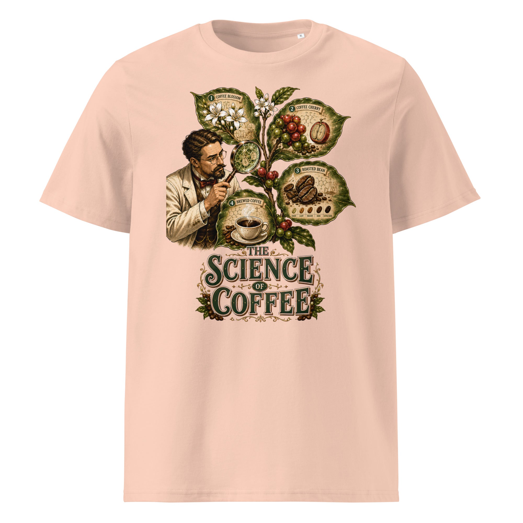 Coffee Lovers Unisex Organic Cotton T-shirt The Science of Coffee – Educational Botanical Graphic Tee by printfluence.net