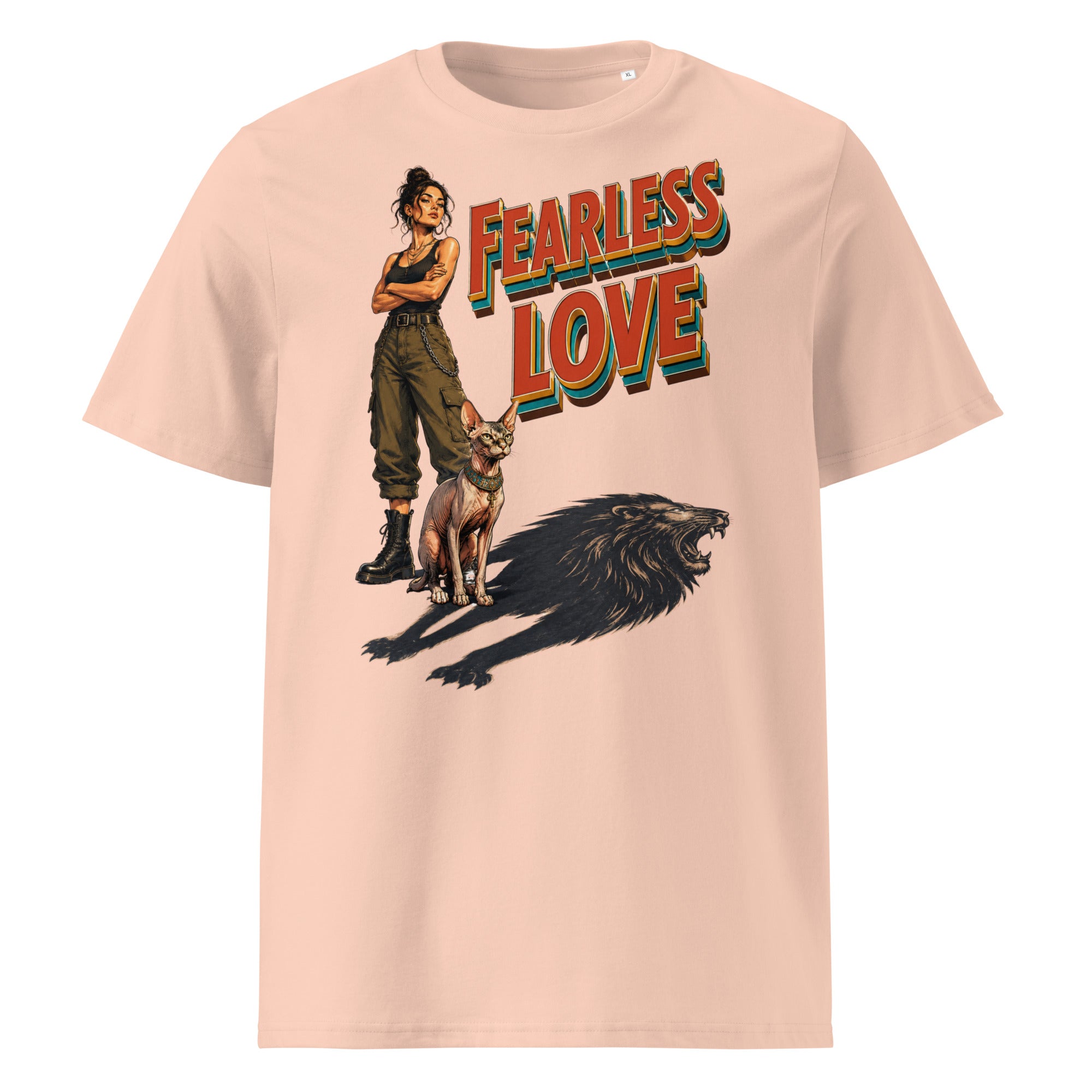 Cat Lovers Unisex Organic Cotton T-Shirt "Fearless Love" by printfluence.net