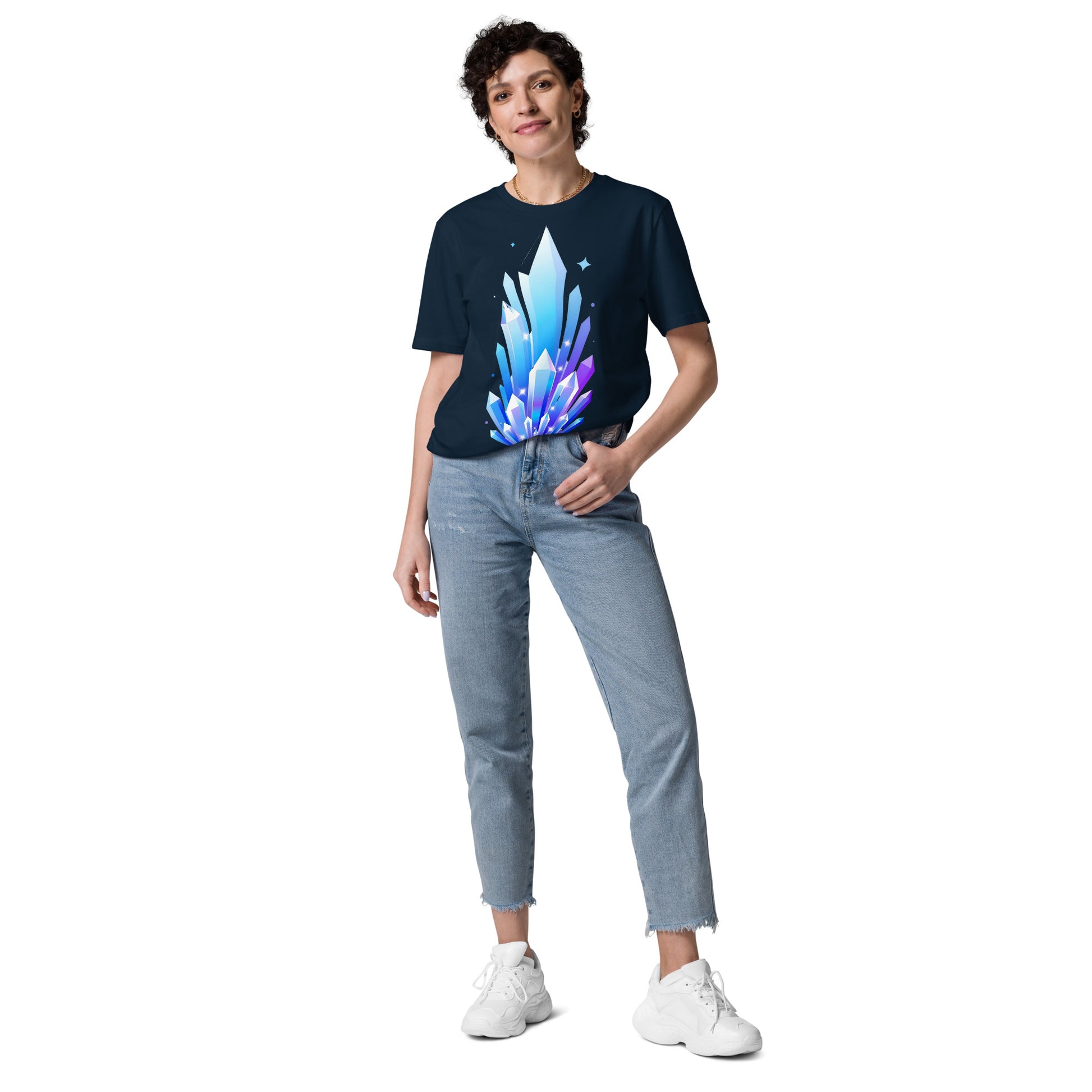 Unisex organic cotton t-shirt - Crystal Pillars Unisex Organic T-Shirt – Shiny Rising Crystals Graphic Tee by printfluence.net