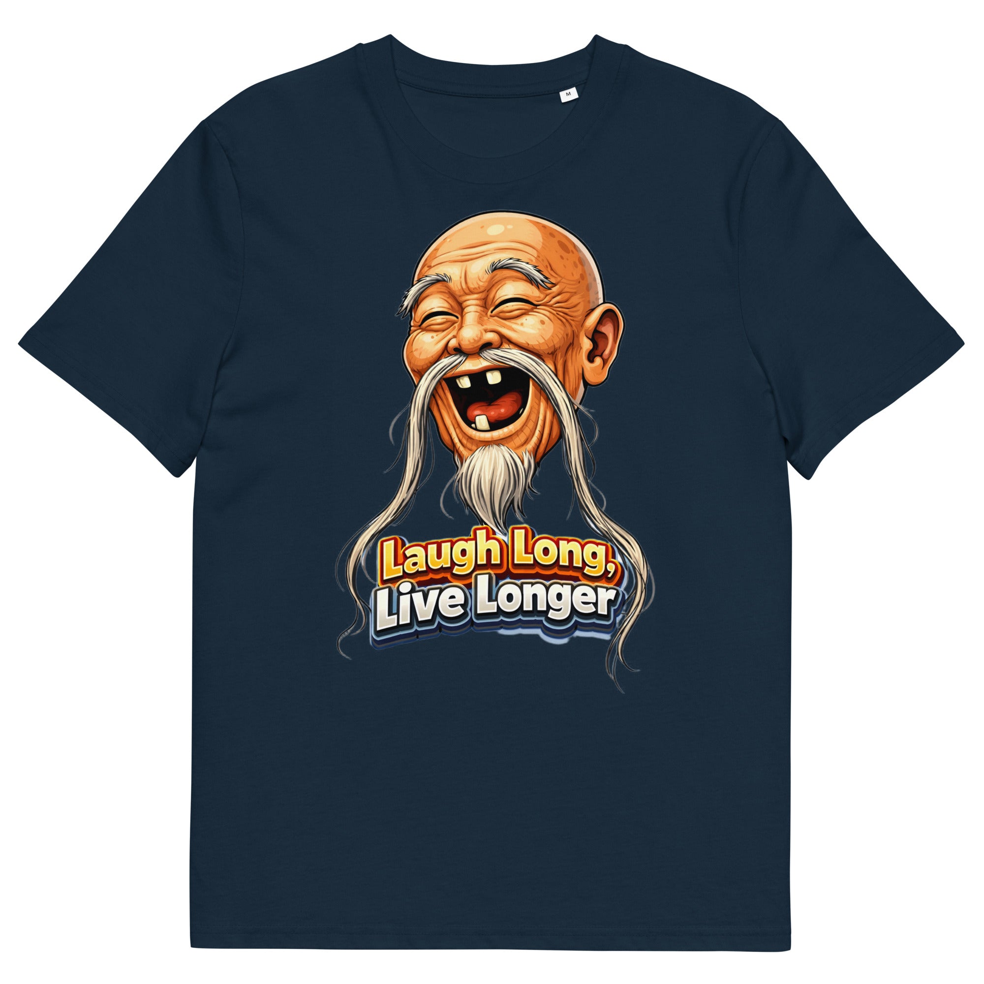 Unisex Organic Cotton Creator 2.0 T-Shirt - Wise Joy: Unisex Organic Cotton T-Shirt - Laugh Long Live Longer Graphic Tee by printfluence.net
