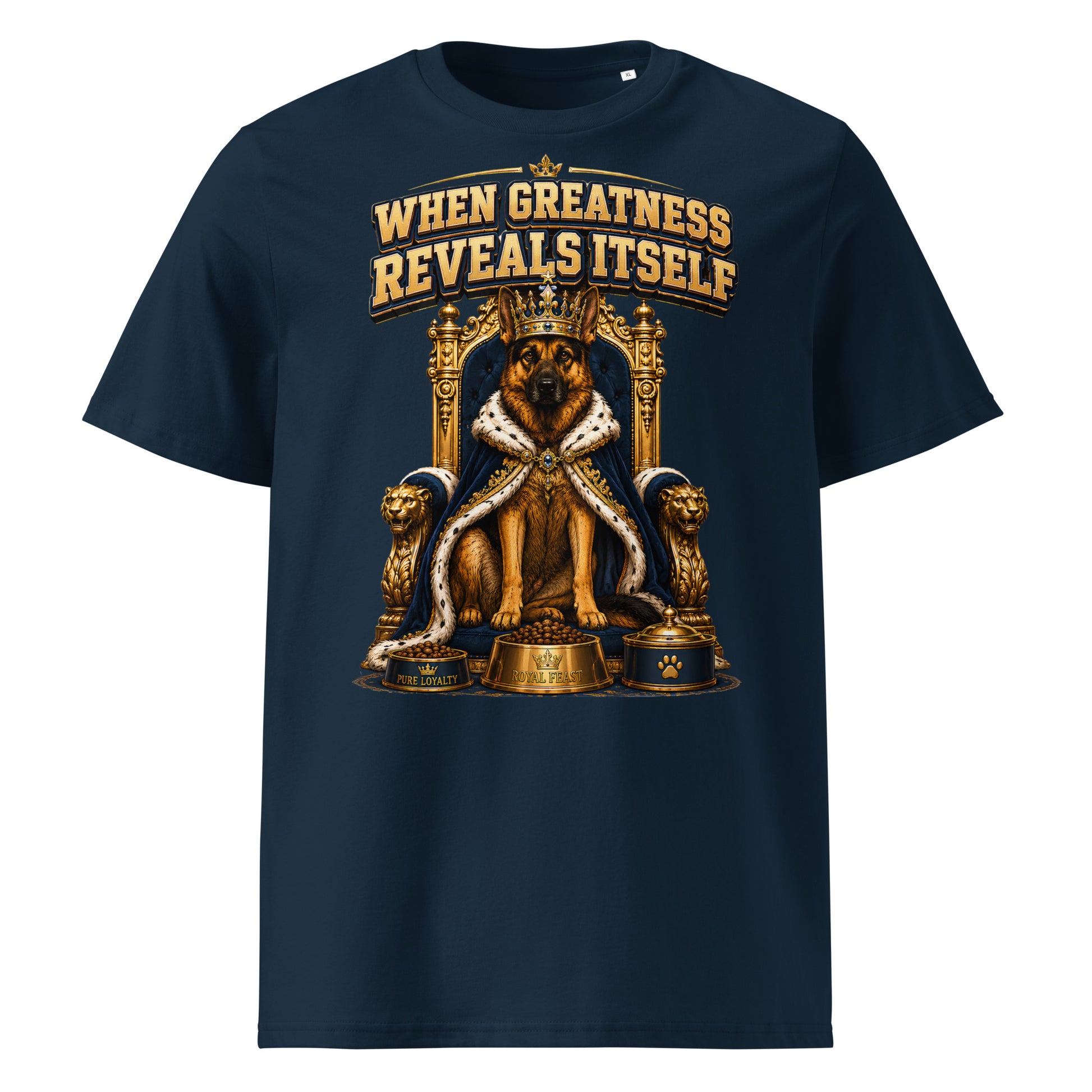 German Shepherd King Royal Greatness Organic Cotton T-Shirt by printfluence.net