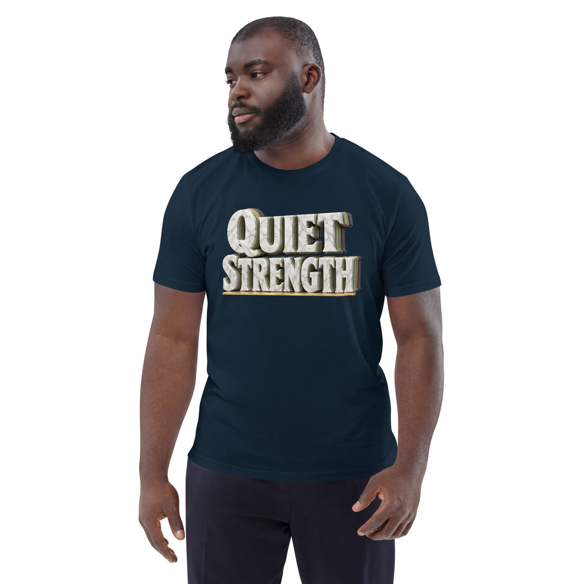 Inspirational Quotes Lovers | Unisex Organic Cotton Creator 2.0 T-Shirt — QUIET STRENGTH by printfluence
