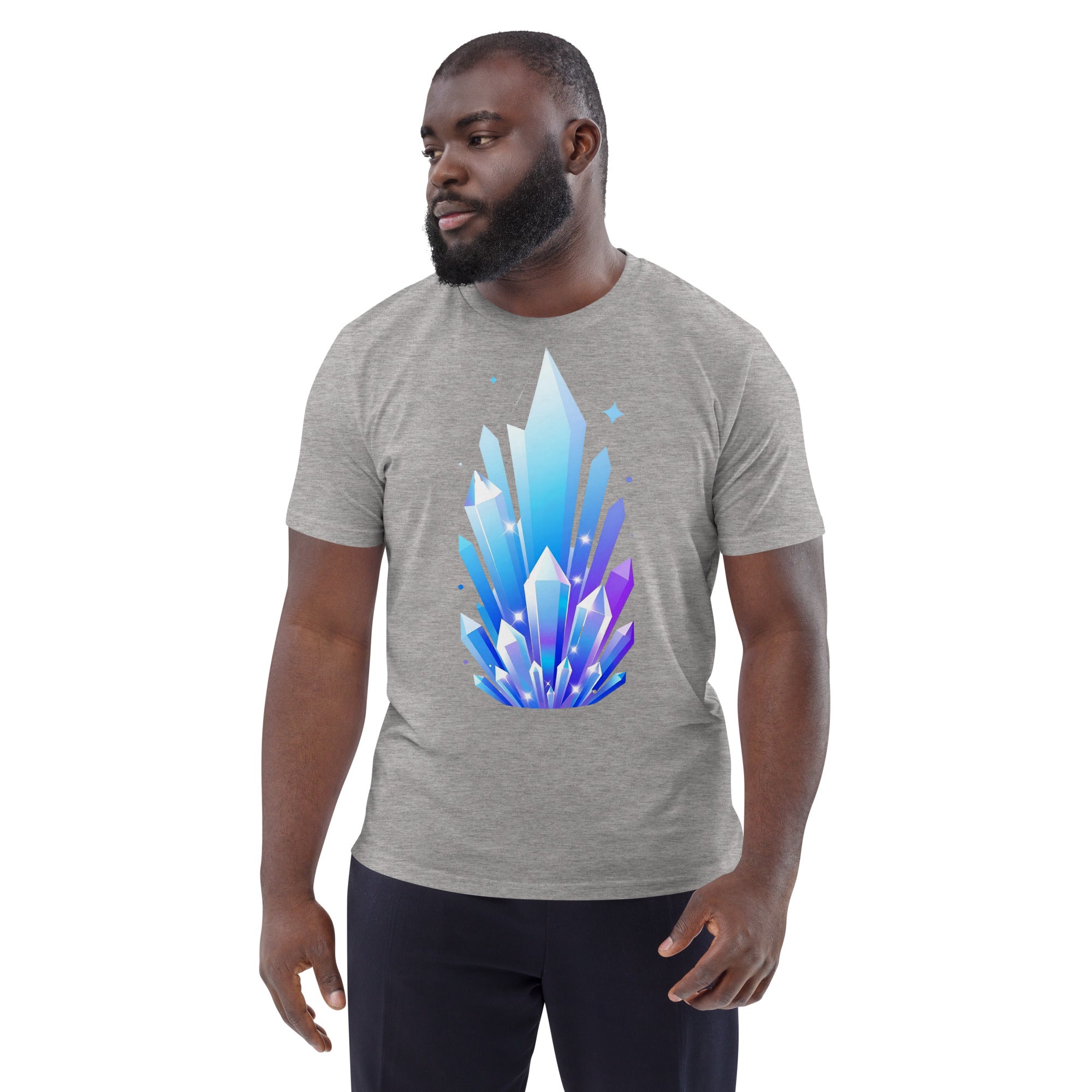 Unisex organic cotton t-shirt - Crystal Pillars Unisex Organic T-Shirt – Shiny Rising Crystals Graphic Tee by printfluence.net