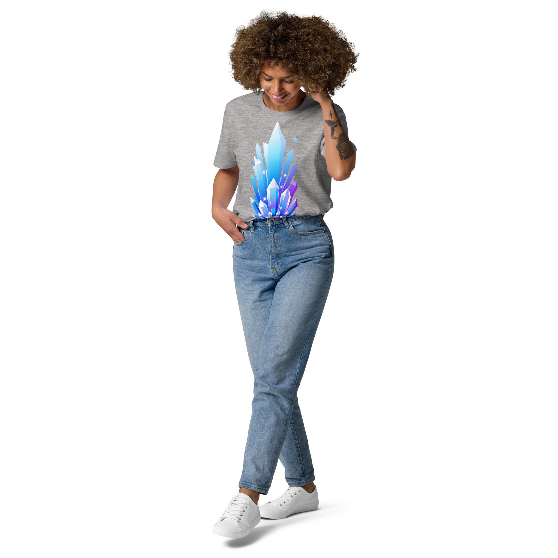 Unisex organic cotton t-shirt - Crystal Pillars Unisex Organic T-Shirt – Shiny Rising Crystals Graphic Tee by printfluence.net