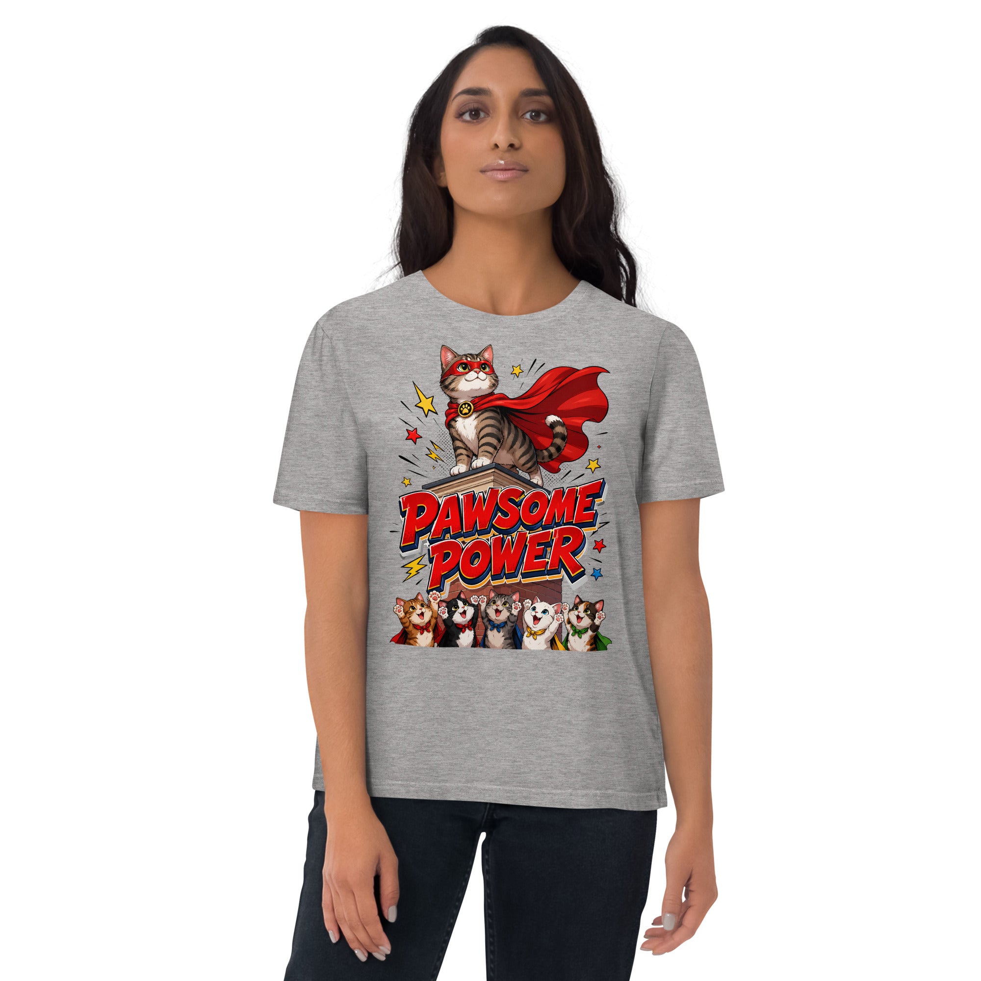 Unisex T-Shirt - Elite Pawsome Power Superhero Cat - Premium Luxury Retro Comic Design by printfluence.net