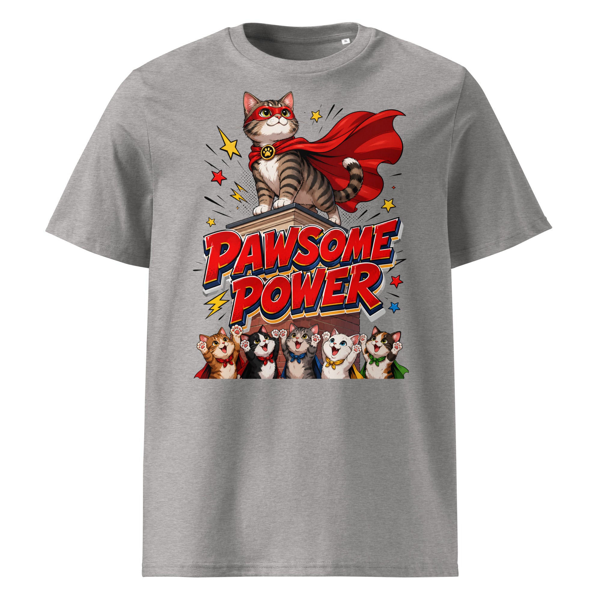 Unisex T-Shirt - Elite Pawsome Power Superhero Cat - Premium Luxury Retro Comic Design by printfluence.net