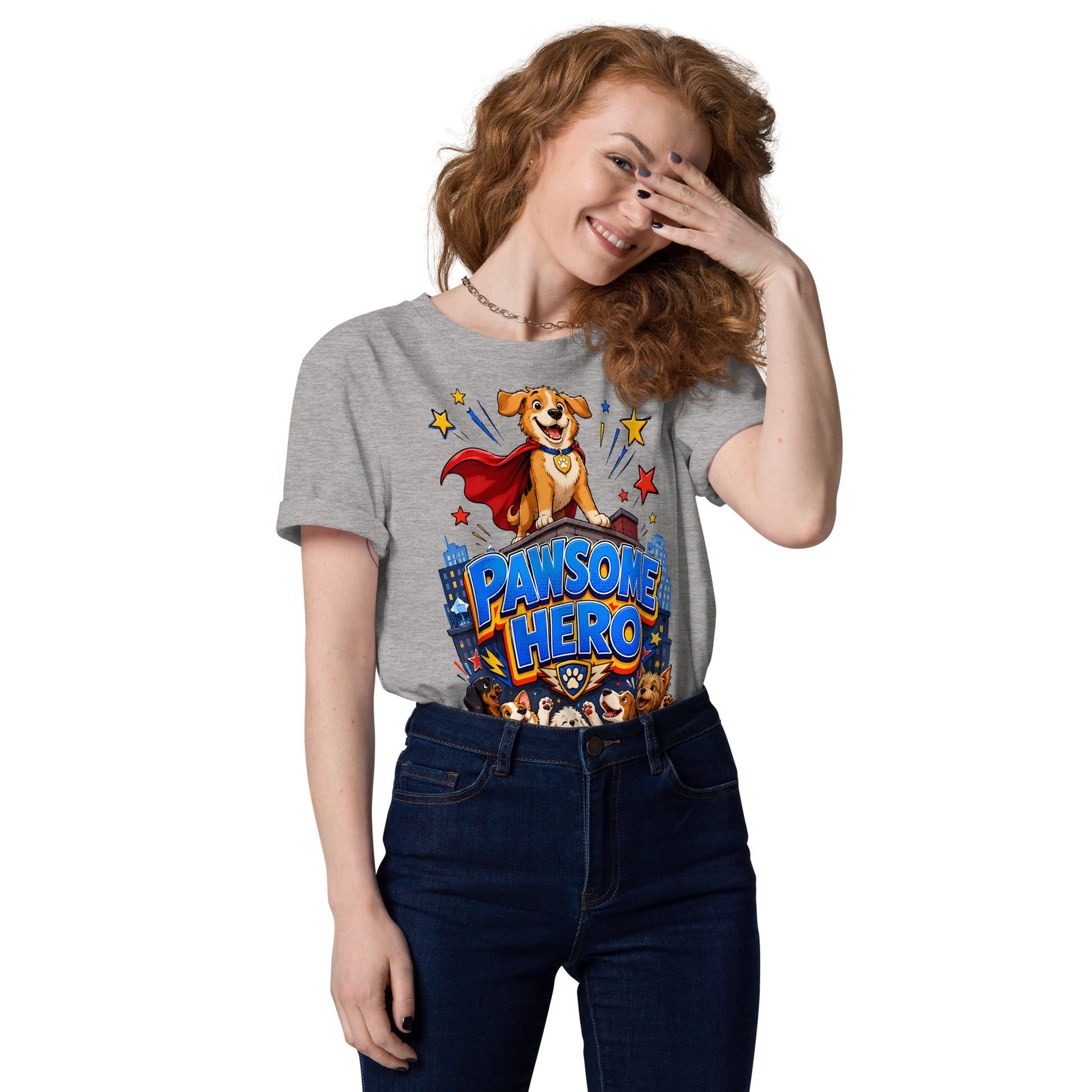 Elite Pawsome Hero - Premium Luxury Organic Cotton Dog Lovers T-Shirt by printfluence.net