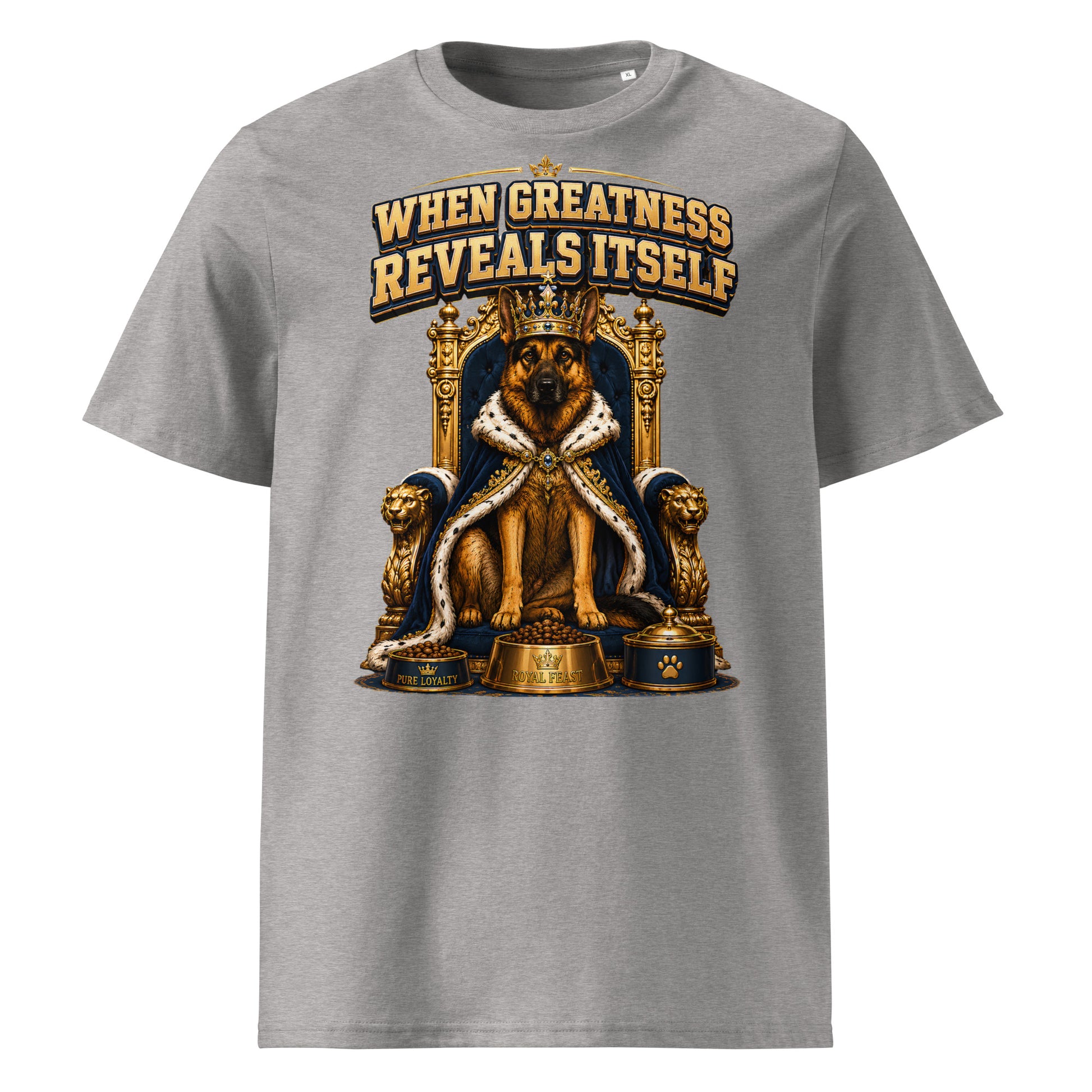 German Shepherd King Royal Greatness Organic Cotton T-Shirt by printfluence.net